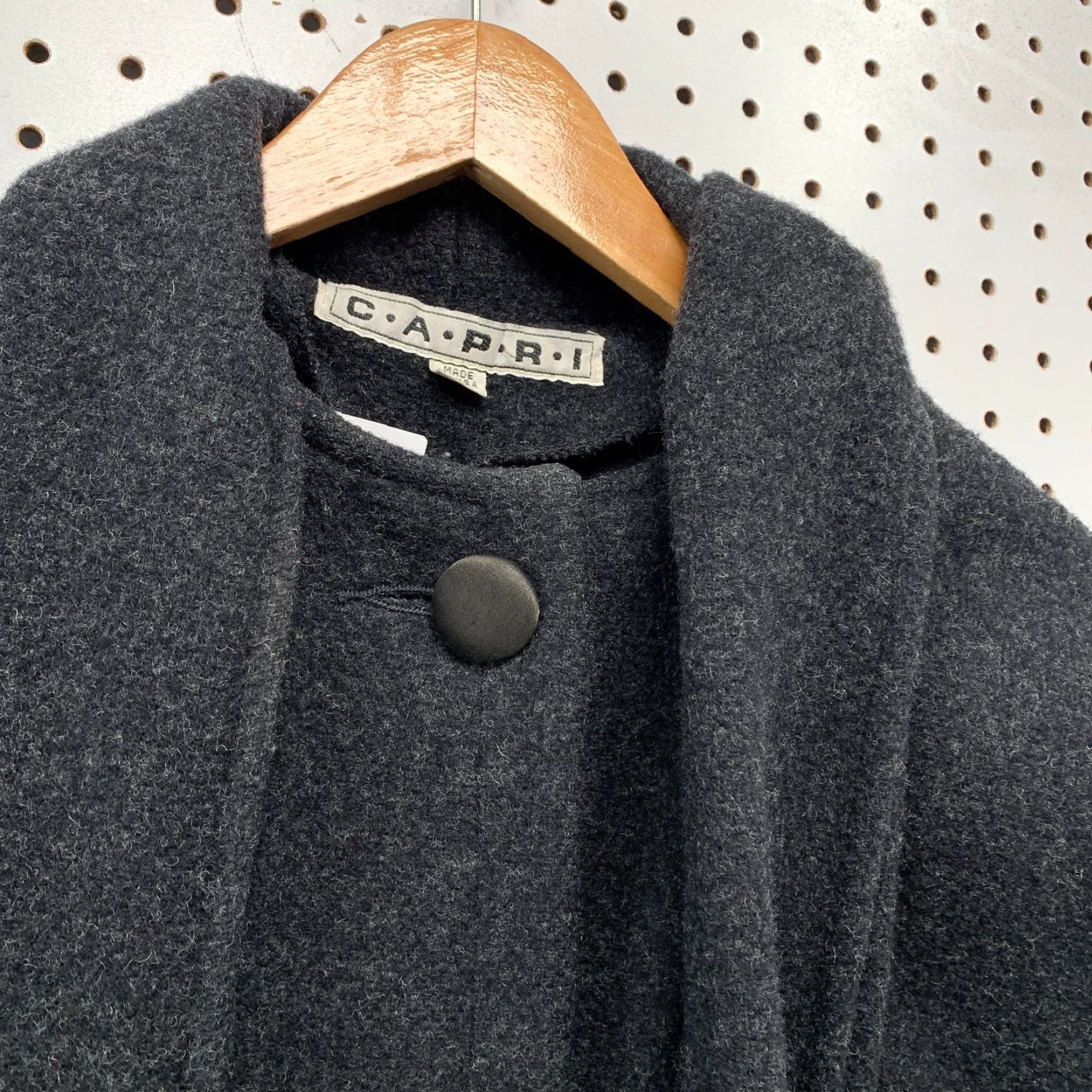 Vintage VINTAGE Capri Wool Cape Coat Womens M Charcoal Fox Tail Overcoat Wool Cape Coat Size M / US 6-8 / IT 42-44 - 5 Thumbnail