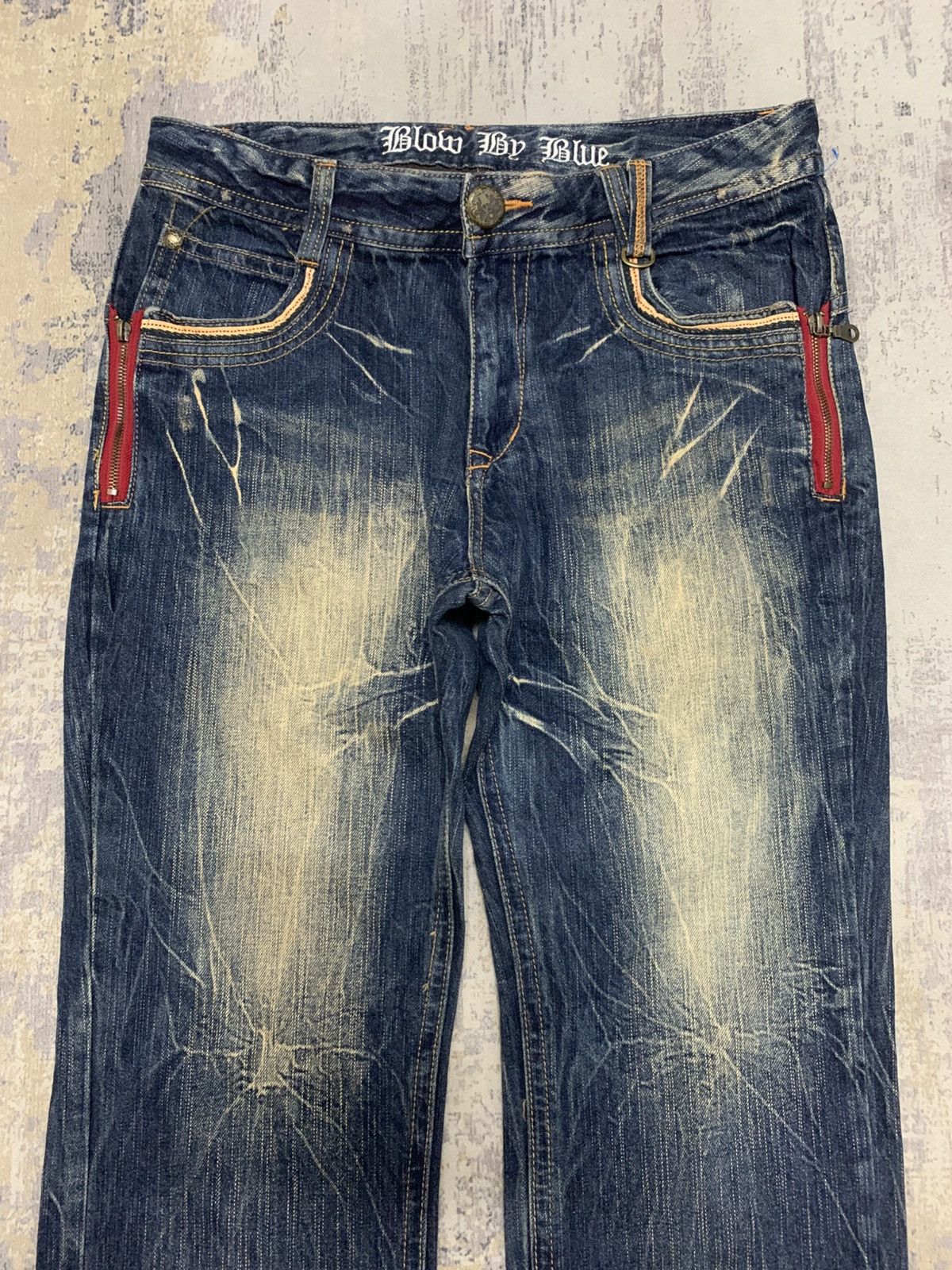 If Six Was Nine Blow by Blue Archive Y2K Faded Flare Straight Leg Jeans Size US 33 - 2 Thumbnail