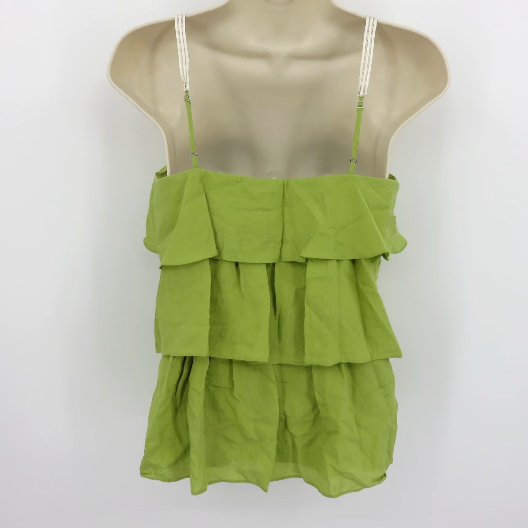 Bcbgmaxazria BCBGMAXAZRIA Women XXS Green Ruffle Tiered White Lace Tank Top Shirt Blouse NEW Size XXS / US 00 / IT 34 - 5 Thumbnail