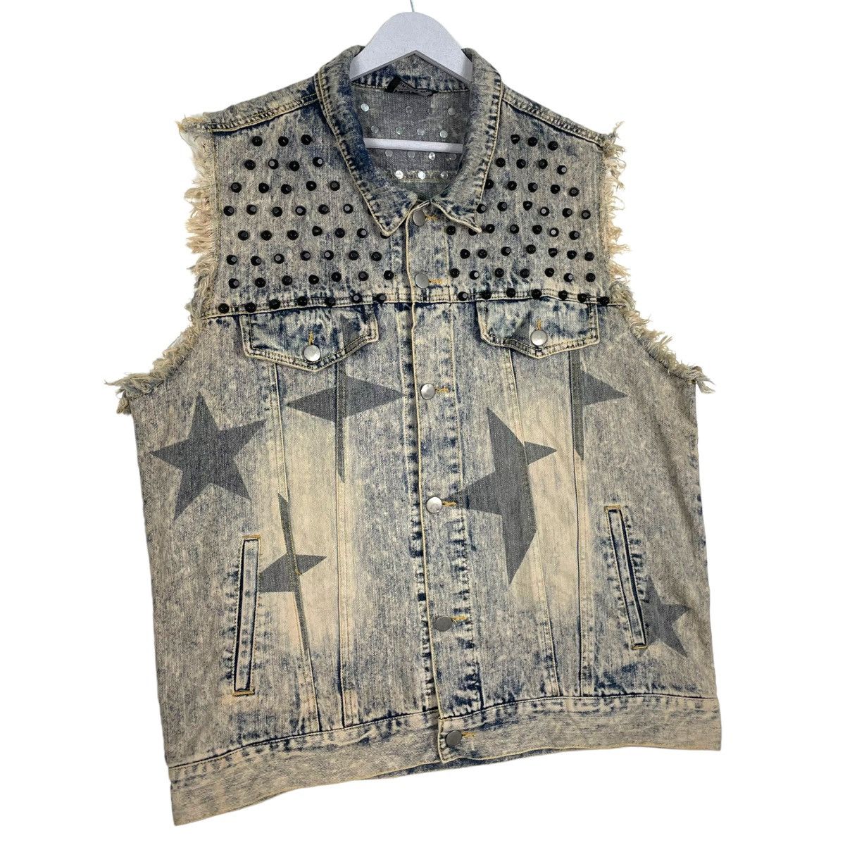 Japanese Brand 💥JAPAN GLAD NEWS DENIM STUD SLEEVELESS JACKET Size US L / EU 52-54 / 3 - 3 Thumbnail