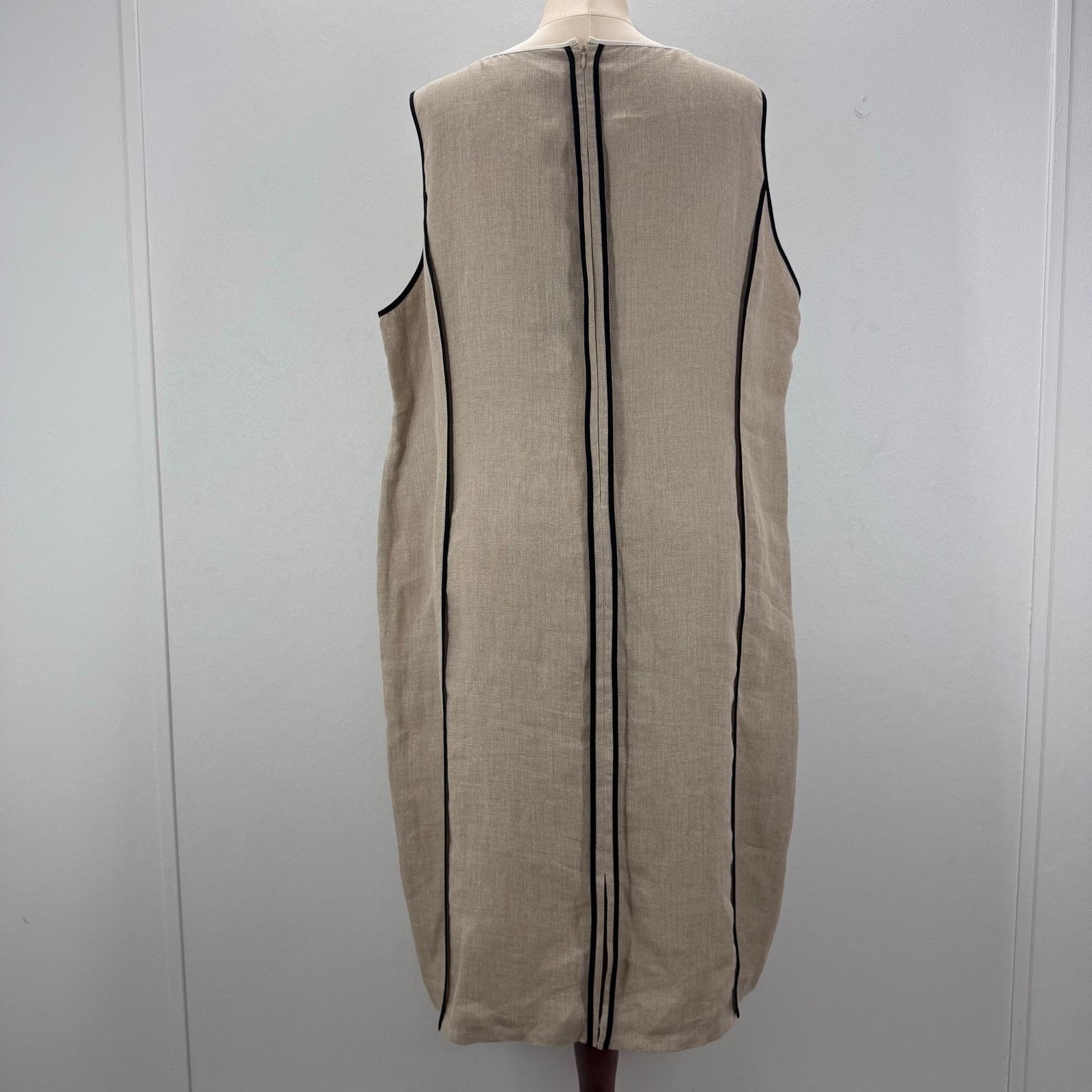 Marina Rinaldi Marina Rinaldi Linen Midi Dress Contrast Seamed PLUS sz 22 Size 3XL / US 20-22 - 5 Thumbnail