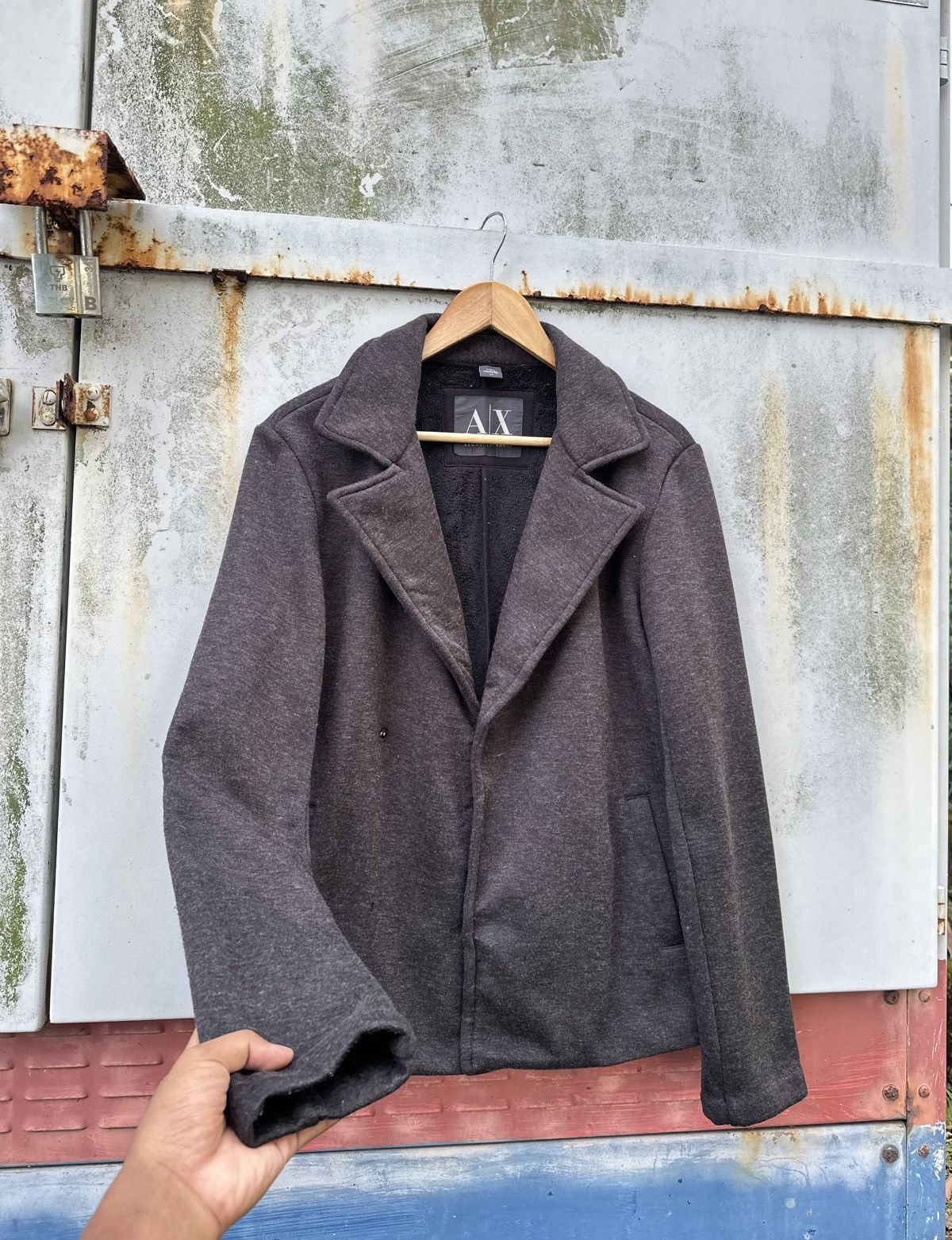 Armani Exchange Armani Exchange Fleece Lined Wool Double Breasted Jacket Size US M / EU 48-50 / 2 - 2 Thumbnail