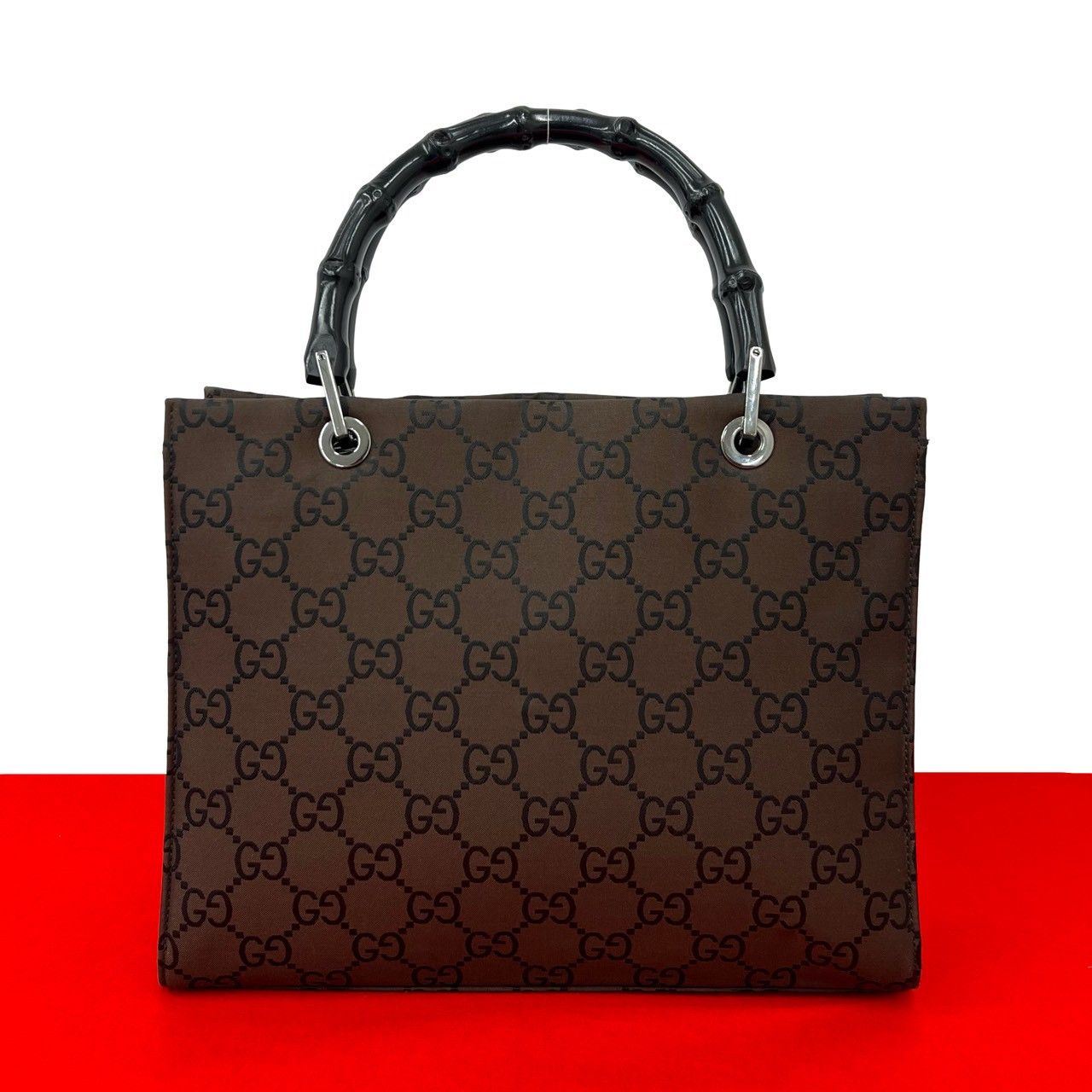 Gucci Gucci Gucci Bamboo GG Nylon Leather Handbag Textile Handbag DUTY FREE for USA Size ONE SIZE - 1 Thumbnail