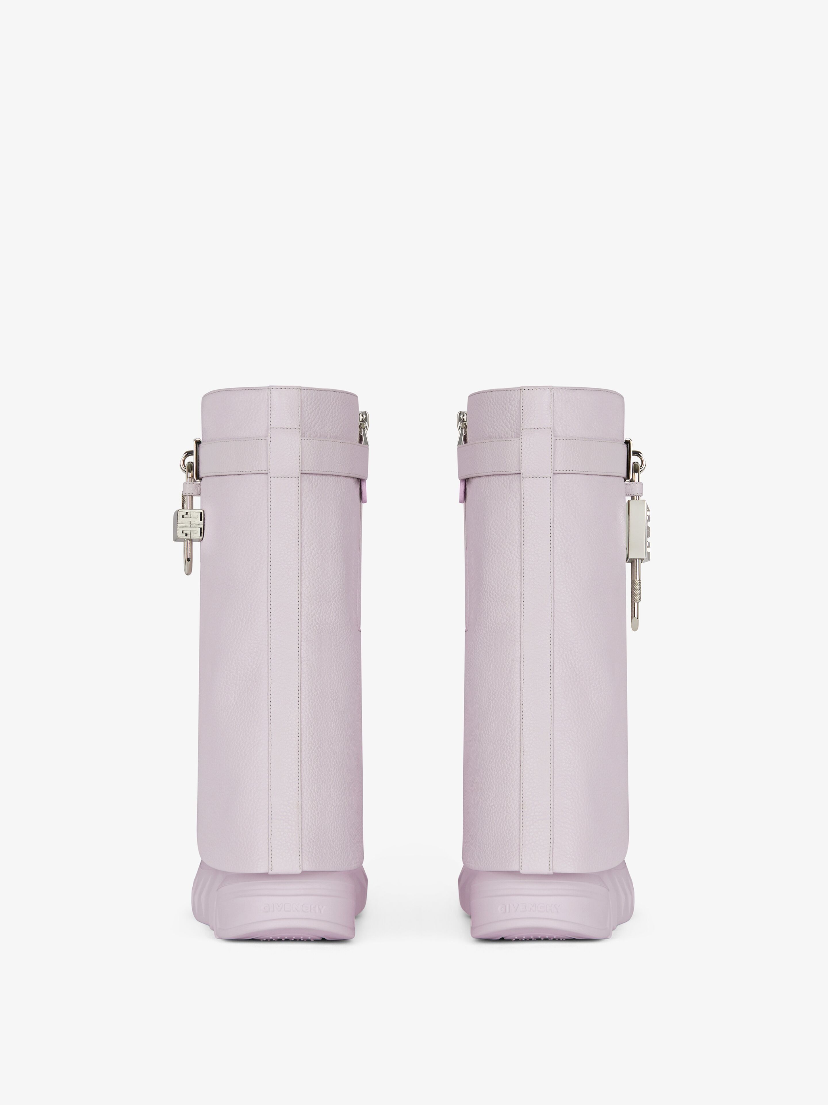 Givenchy o1srvl11e0525 Shark Lock Ankle Boots Biker Low Wedge Lilac Size US 12 / IT 42 - 7 Thumbnail