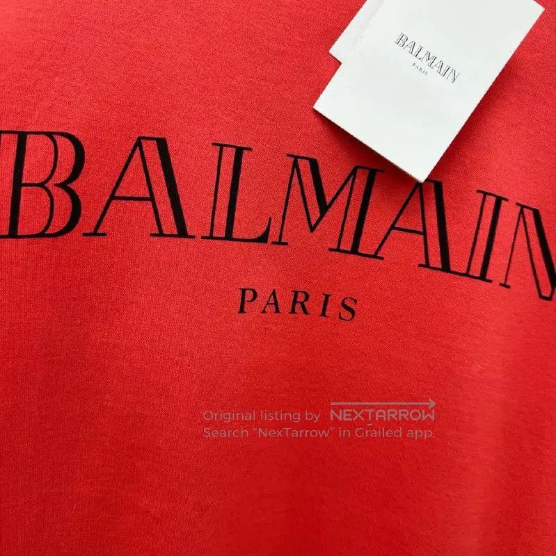 Balmain Balmain Red Cotton Short Sleeve Men's T-Shirt . Size US M / EU 48-50 / 2 - 2 Thumbnail