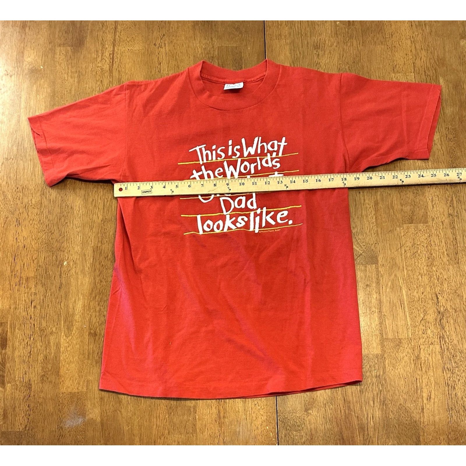 Vintage VINTAGE Worlds Greatest Dad T Shirt Fits Medium Peacock Papers Single Stitch 90s Red Mens Size US M / EU 48-50 / 2 - 6 Thumbnail