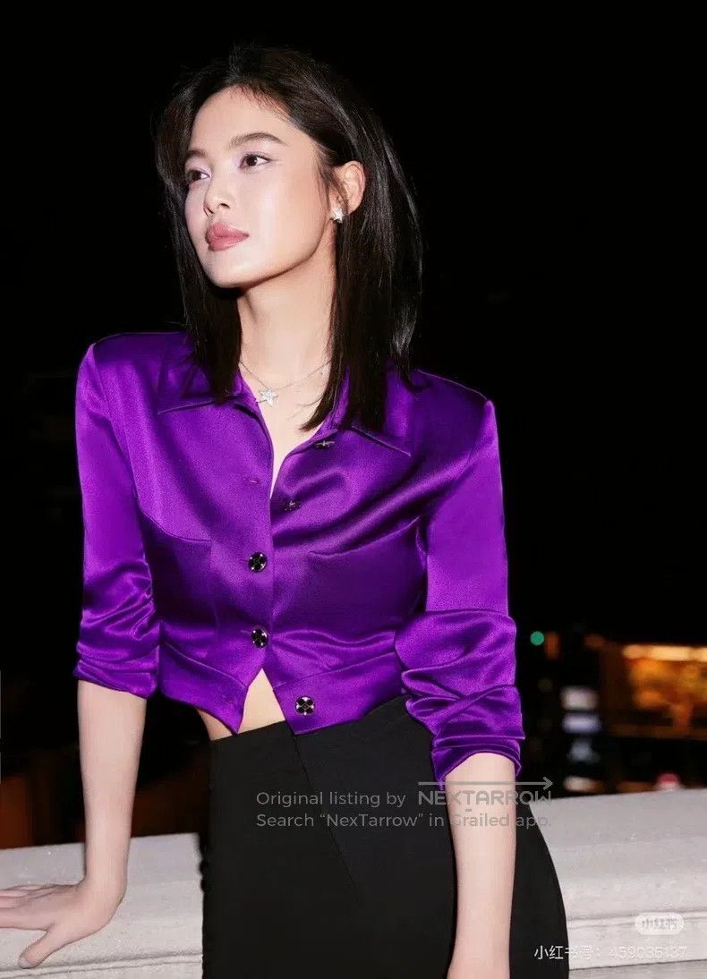 Chanel Chanel Purple silk gemstone button shirt Size XS / US 0-2 / IT 36-38 - 3 Thumbnail