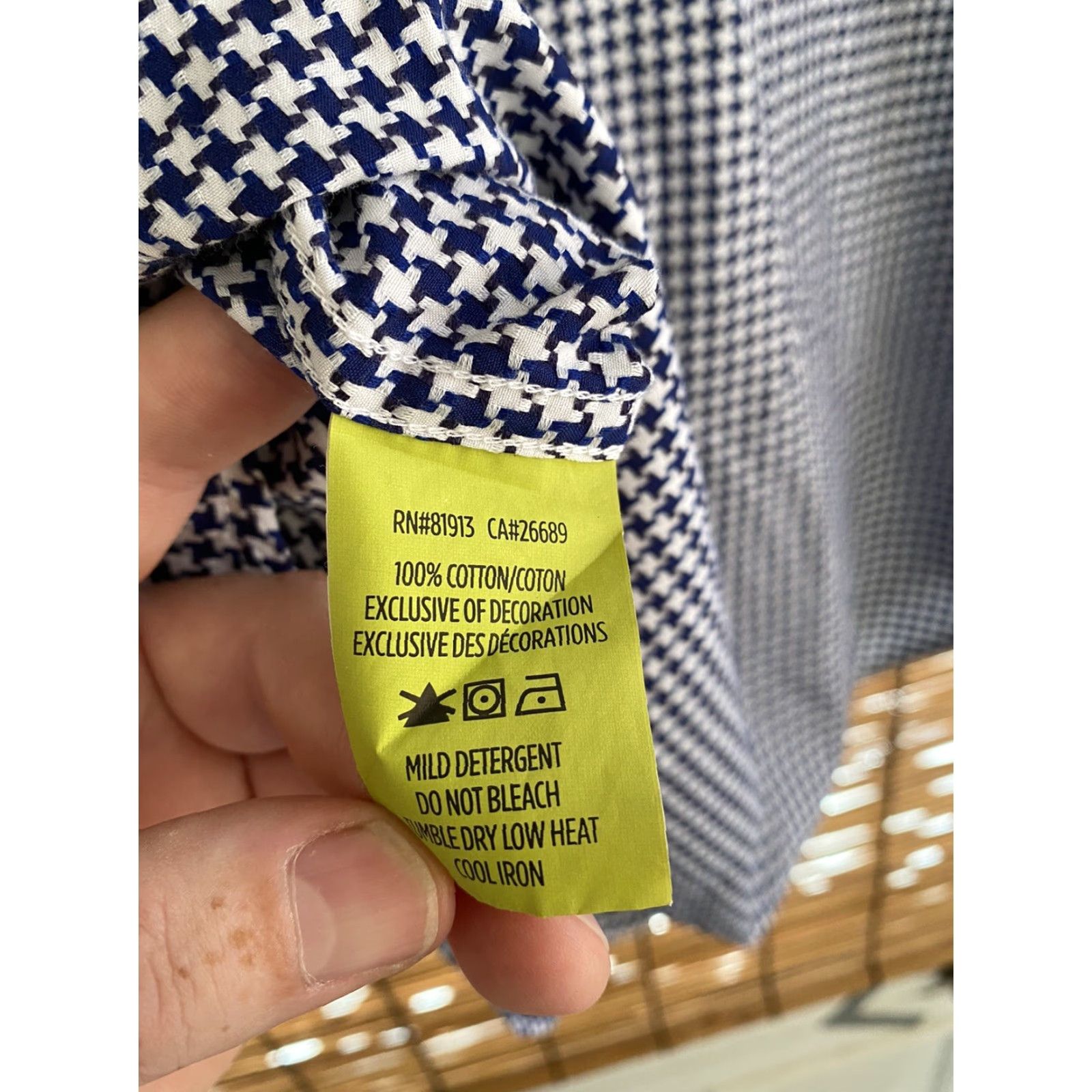 Robert Graham VINTAGE Robert Graham Button-Up Dress Shirt Mens Large L Blue White Houndstooth Check Size 42R - 8 Thumbnail