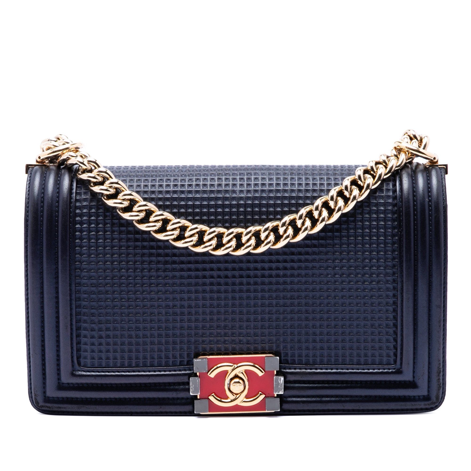 Chanel Old Medium Lambskin Embossed Cube Boy Flap Size ONE SIZE - 1 Thumbnail