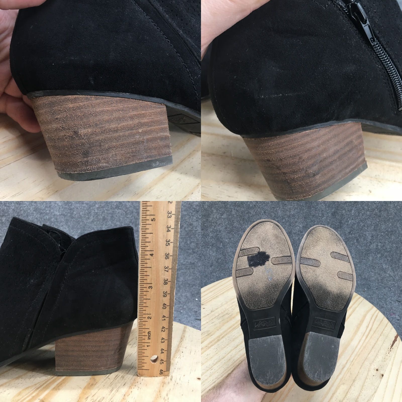 Vintage Lifestride Boots Womens 9M Blake Casual Side Zip Ankle Bootie Black Fabric Heels Size US 9 / IT 39 - 9 Thumbnail