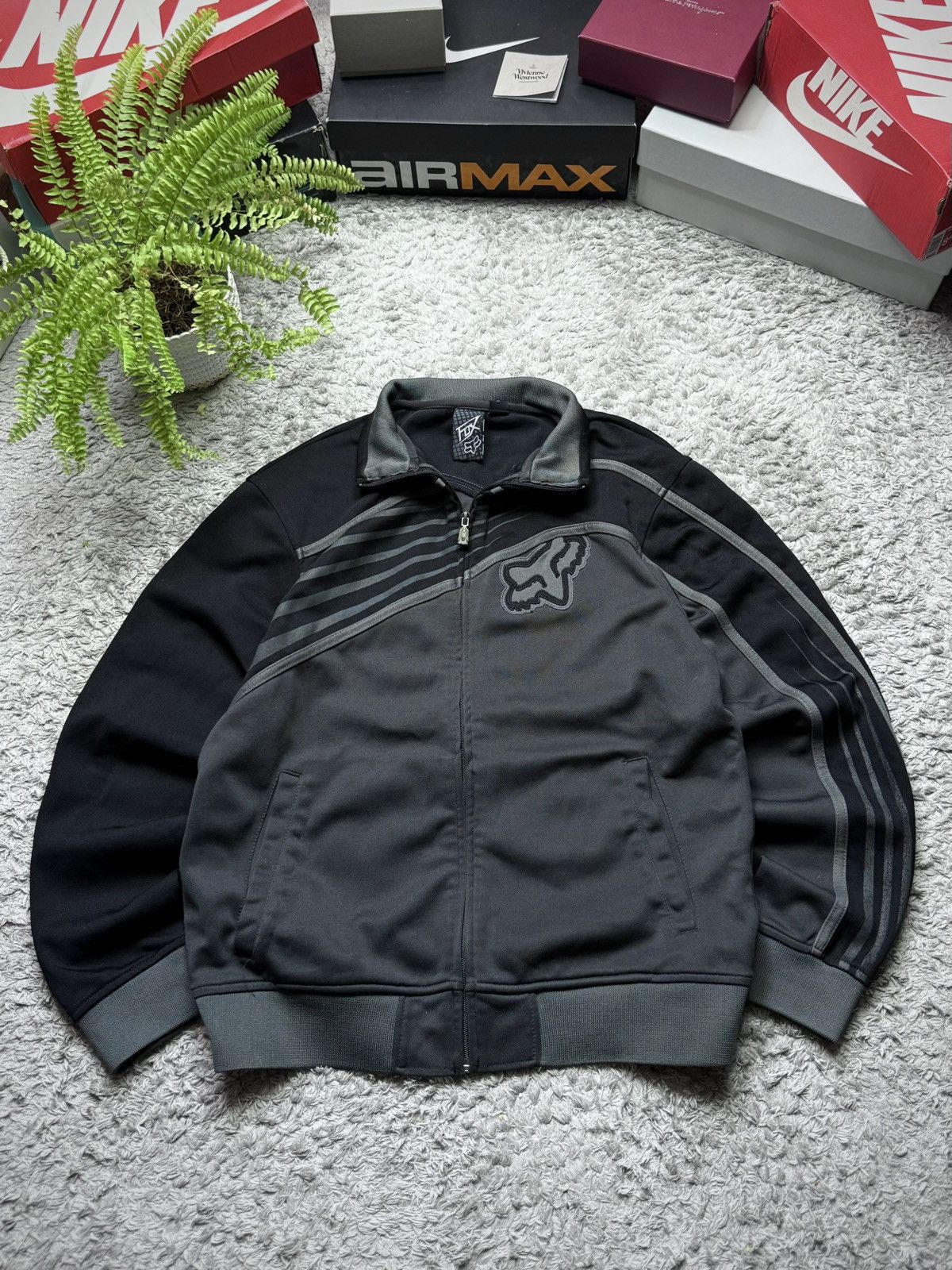 00s Fox Zip Hoodie Rare Vintage Big Logo streetwear Moto