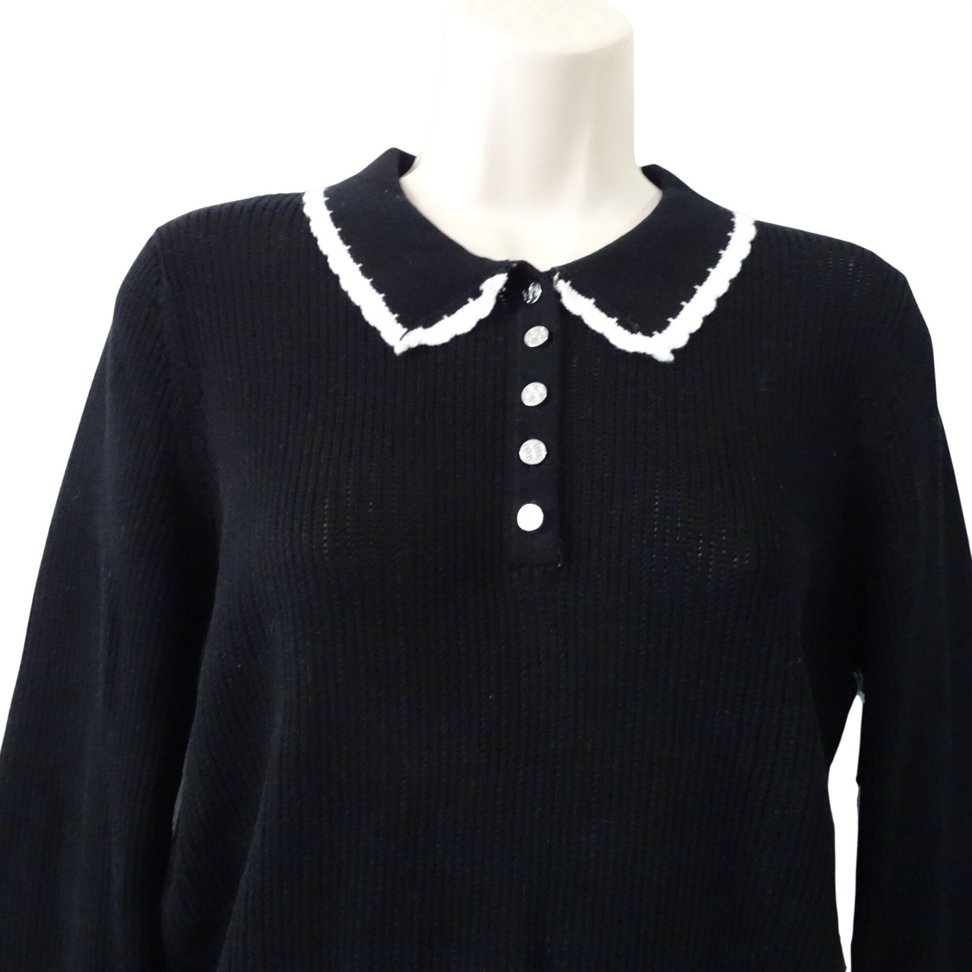 Other CeCe Black Pullover Knit Sweater Peter Pan Collar Size S Size S / US 4 / IT 40 - 3 Thumbnail