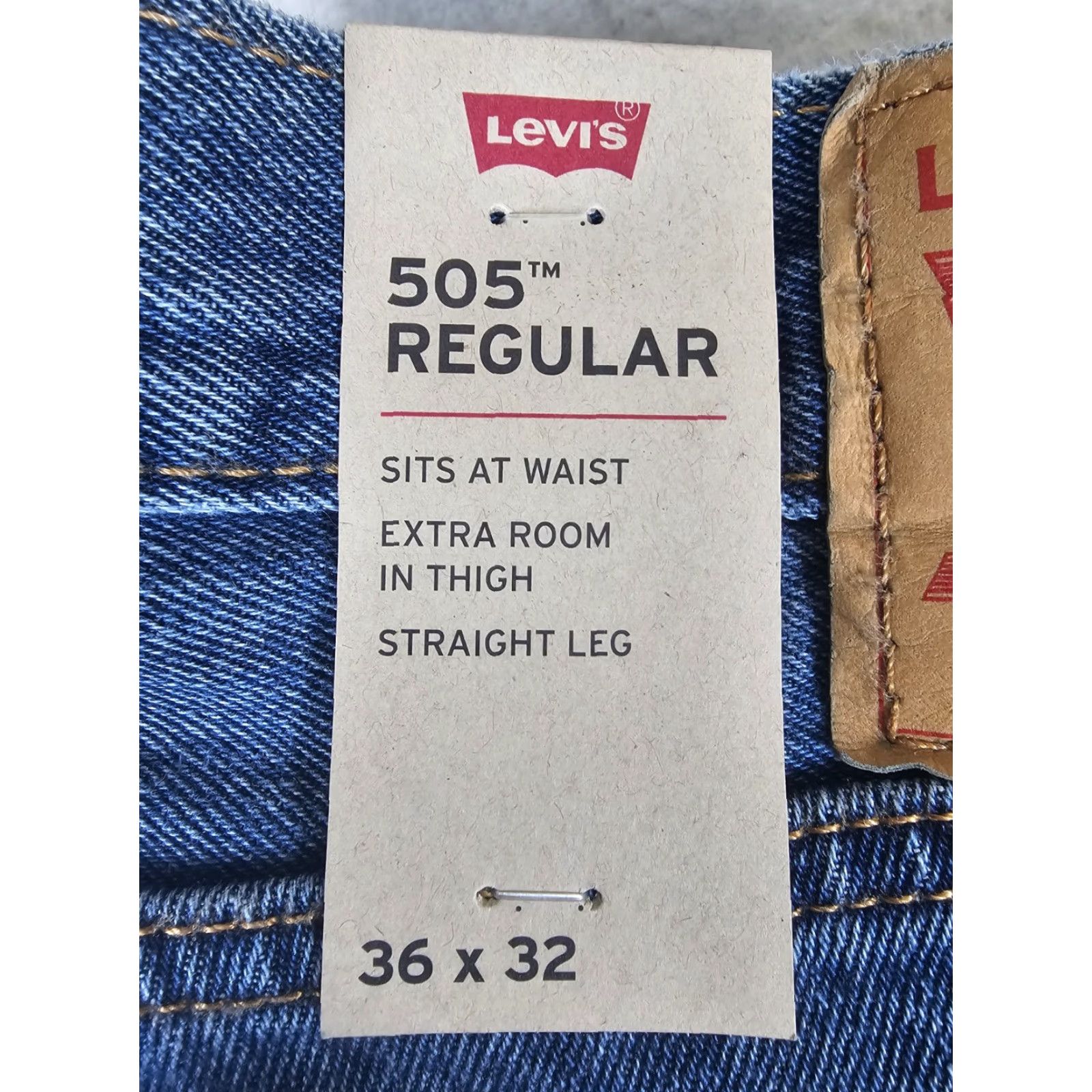 Levi's VINTAGE Levi's Jeans 505 Regular Straight Men's 36x32 Blue Denim Medium Wash + Logo Pocket 5-Pocket Design USA 90s Style Mens Size US 36 / EU 52 - 3 Thumbnail