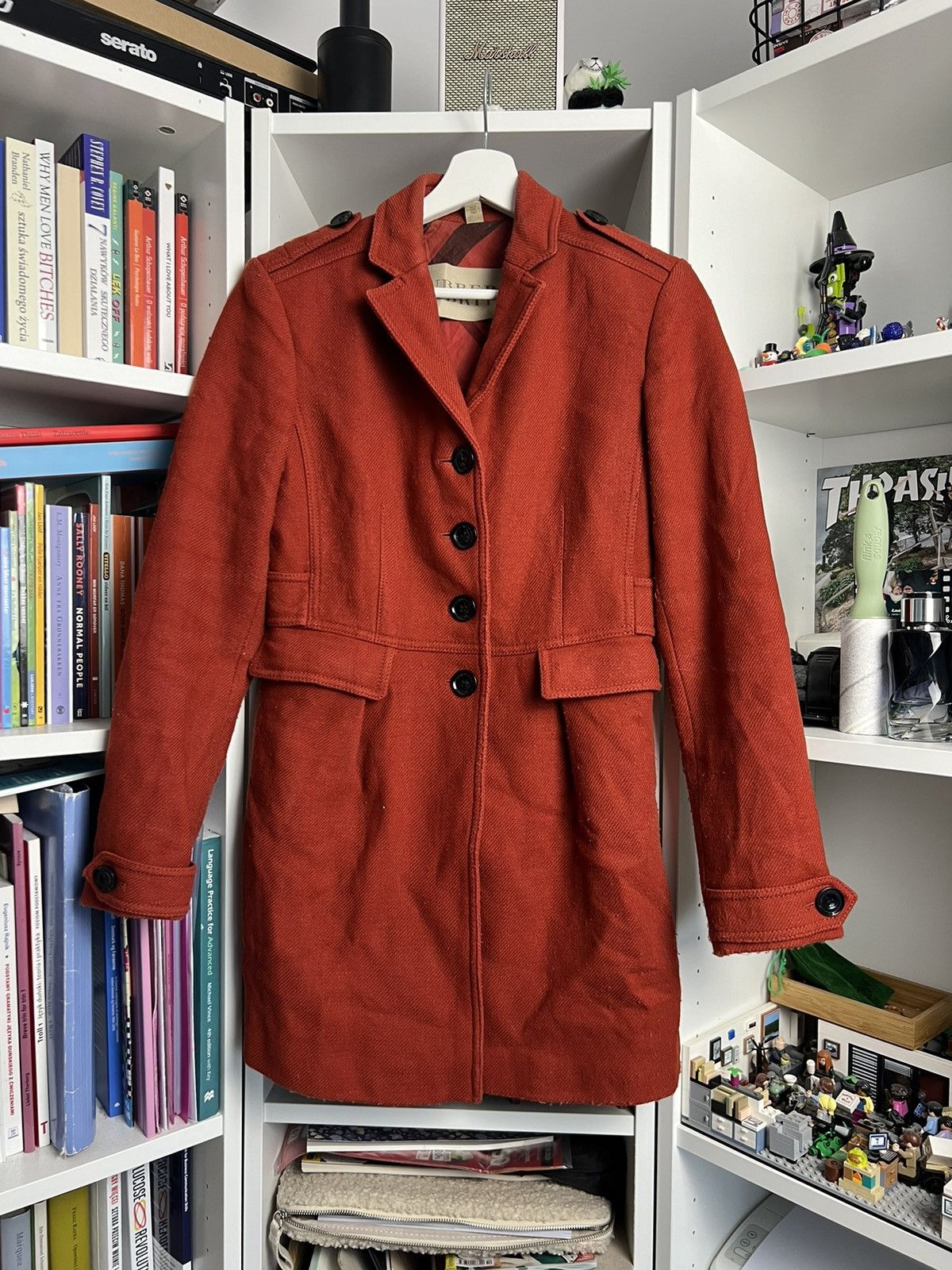 Burberry × Designer Burberry red wool coat jacket S designer luxury old money y2k Size S / US 4 / IT 40 - 1 Thumbnail