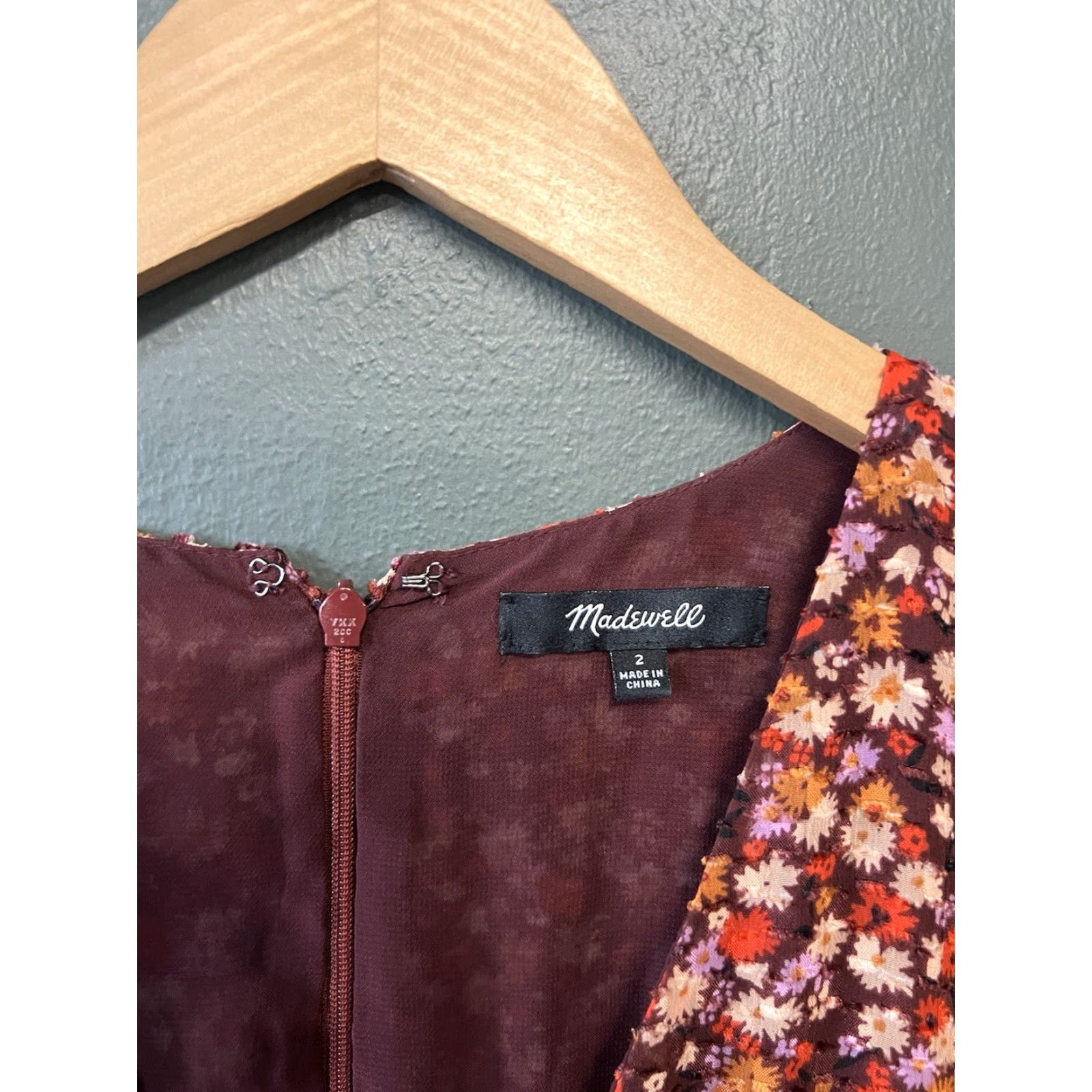 Madewell Madewell Dress Midi Floral Red 3/4 Sleeve Womens Size 2 Size XS / US 0-2 / IT 36-38 - 3 Thumbnail