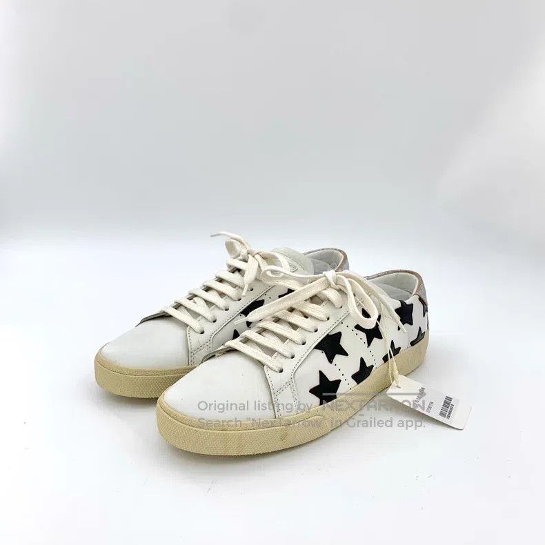 Saint Laurent Paris White Star Laced Casual Shoe Loafers