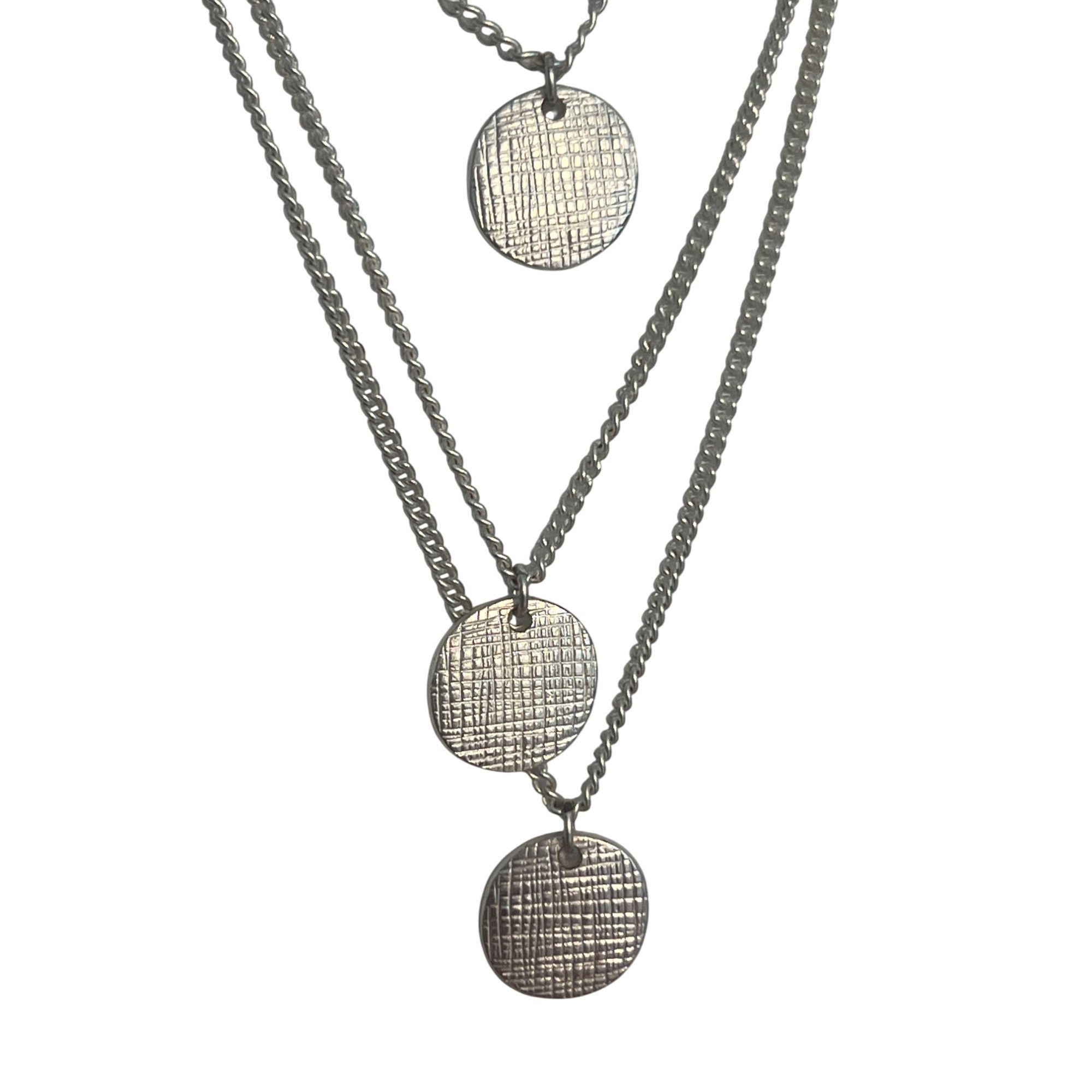 Other Vintage Matte Silver Tone Necklace Multi Strand Layered Text Size ONE SIZE - 2 Thumbnail