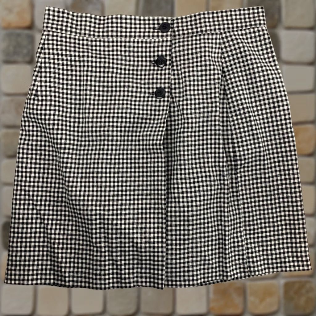 Vintage VINTAGE NYCC Mini Skirt Womens 14 Black White Gingham Check Button Front USA Size 36" / US 14 / IT 50 - 1 Thumbnail
