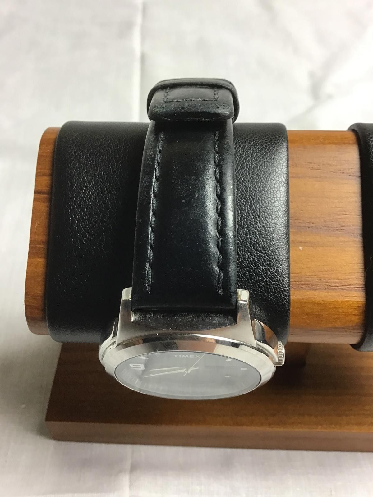 Timex Timex Men's Black Leather Strap Wristwatch with Date Display Size ONE SIZE - 2 Thumbnail