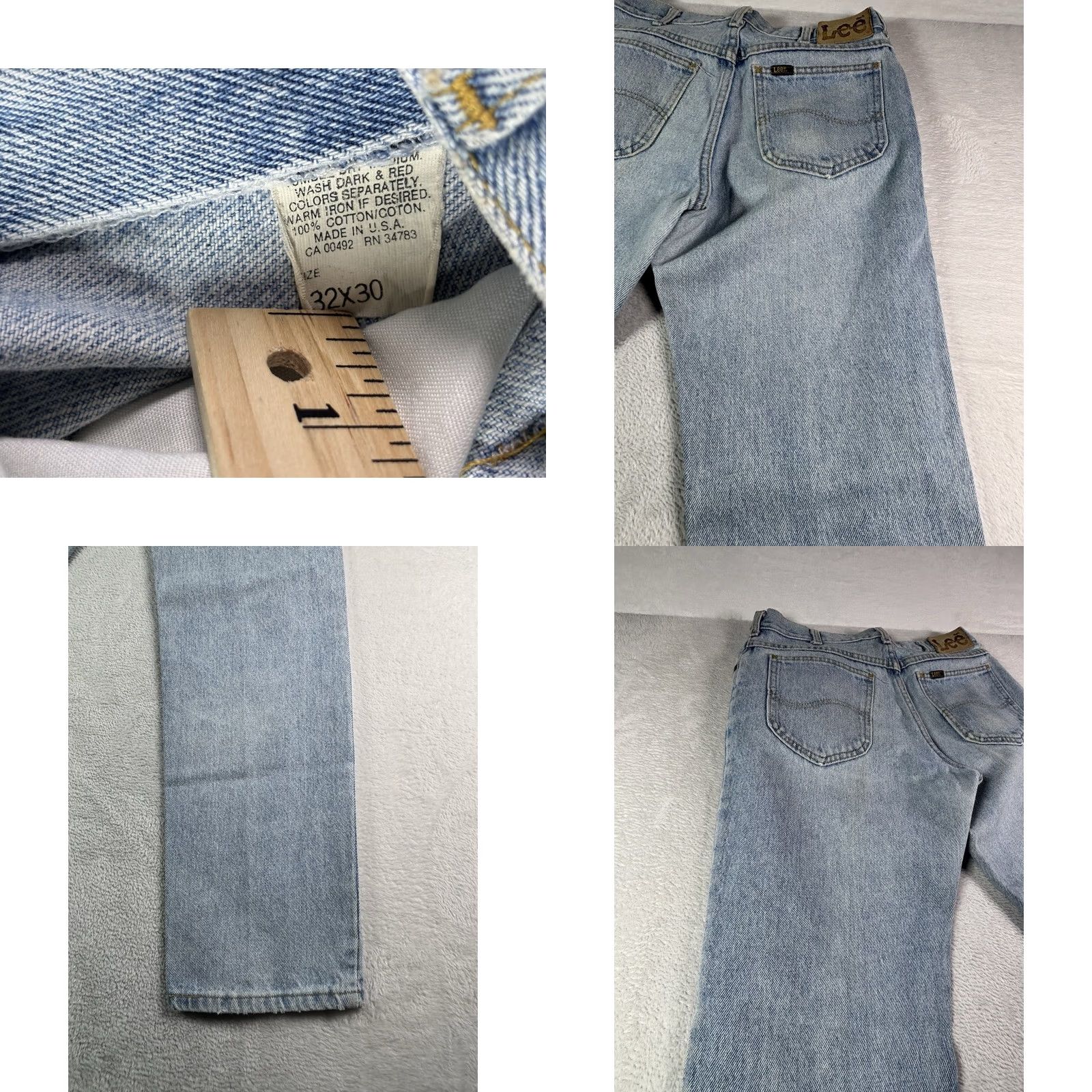 Lee VINTAGE Lee Jeans Men’s Straight Leg Size 32x30 Light Blue Wash USA 5-Pocket Denim Jeans Regular Fit Size US 32 / EU 48 - 8 Thumbnail