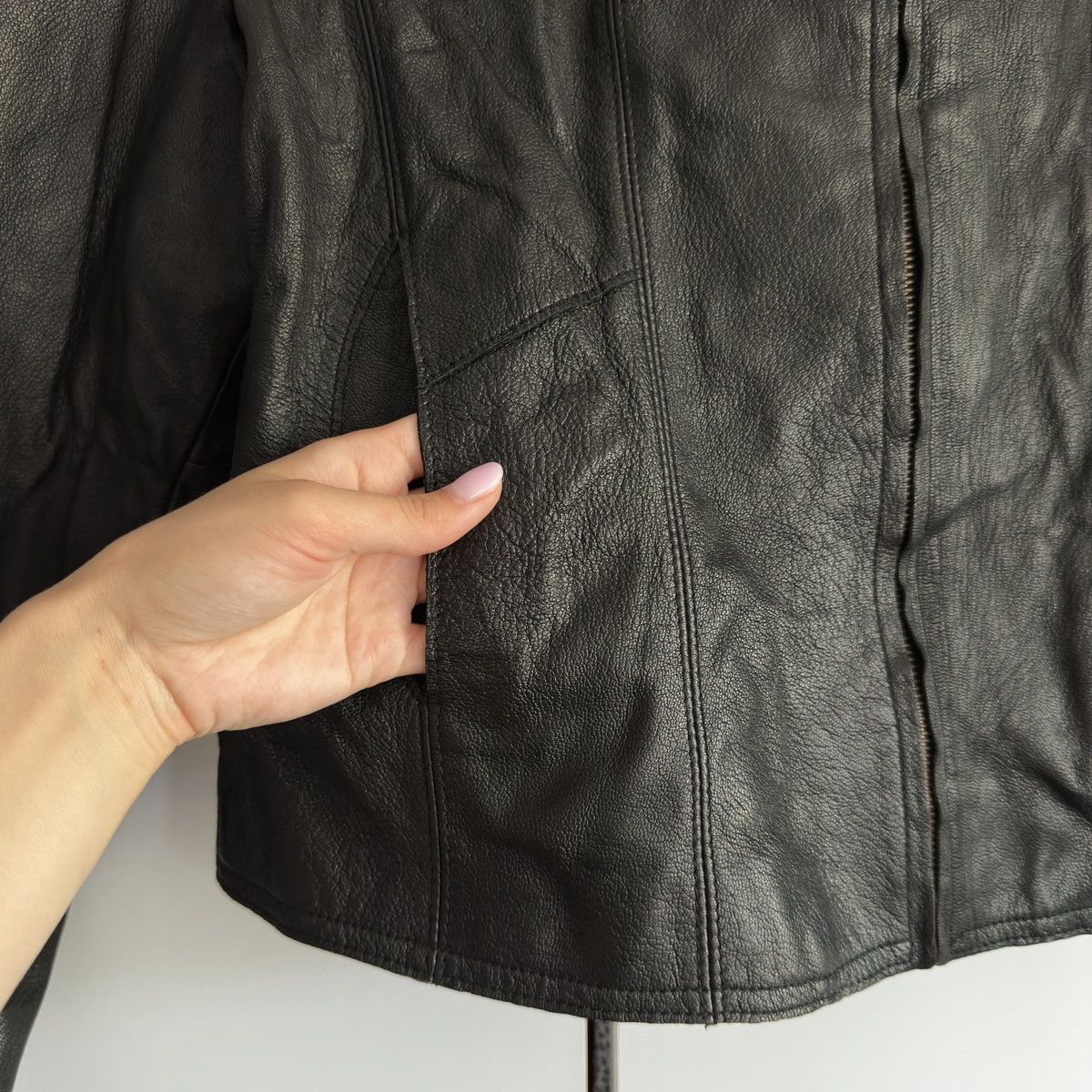 Gap Vintage Fall 2000 GAP Patina Black Leather Trucker Jacket Size L / US 10 / IT 46 - 5 Thumbnail