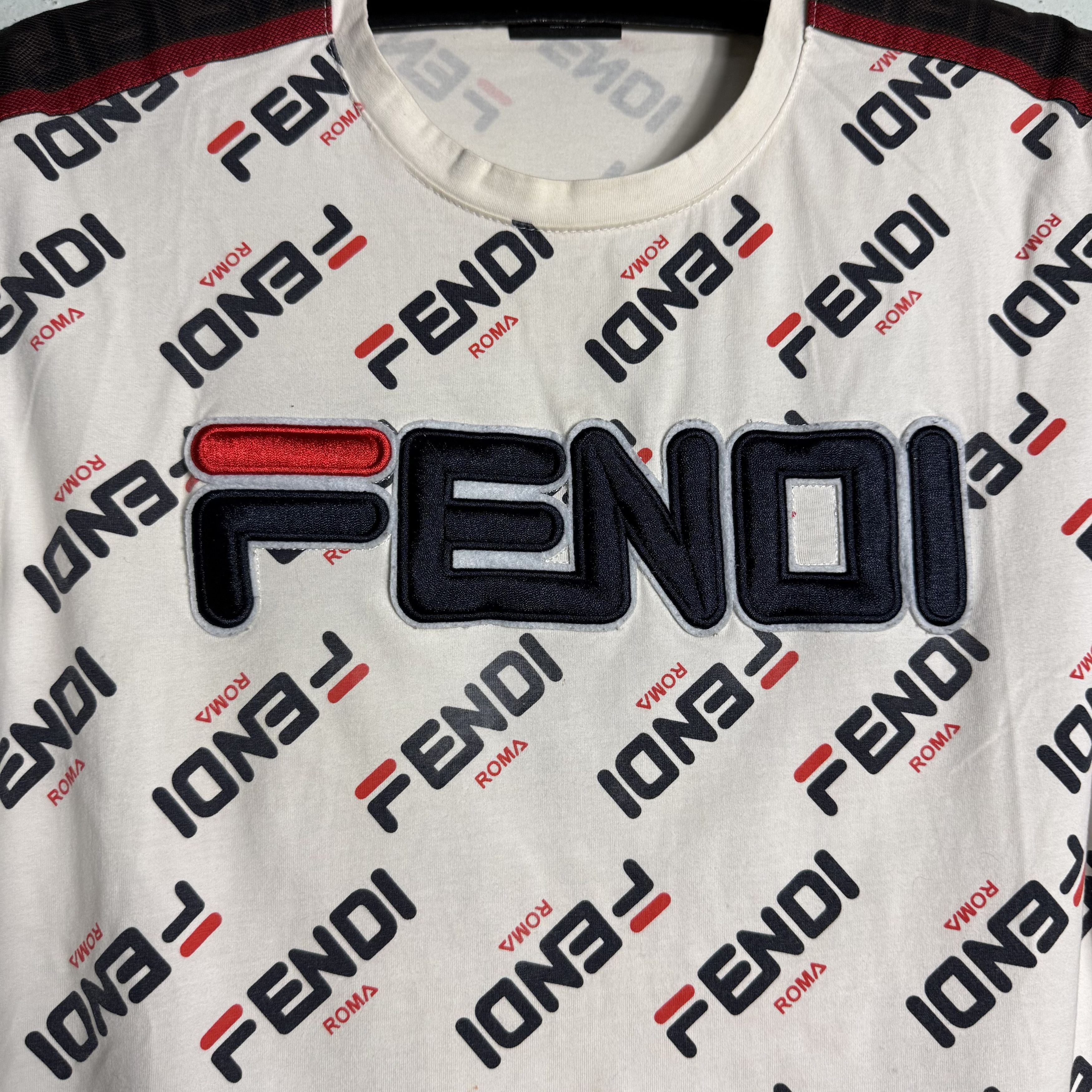 Fendi 🔥RARE🔥Fendi x Fila Mania Logo Allprint T-shirt Size US M / EU 48-50 / 2 - 3 Thumbnail
