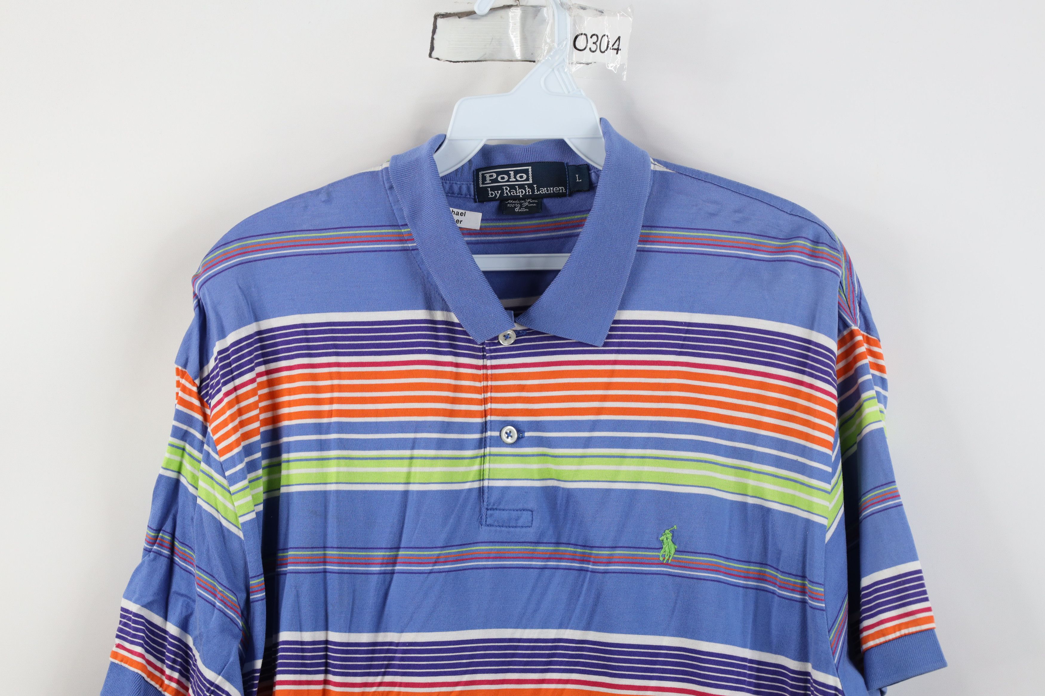 Polo Ralph Lauren Vintage 90s Y2K Ralph Lauren Soft Knit Rainbow Striped Polo Size US L / EU 52-54 / 3 - 2 Thumbnail