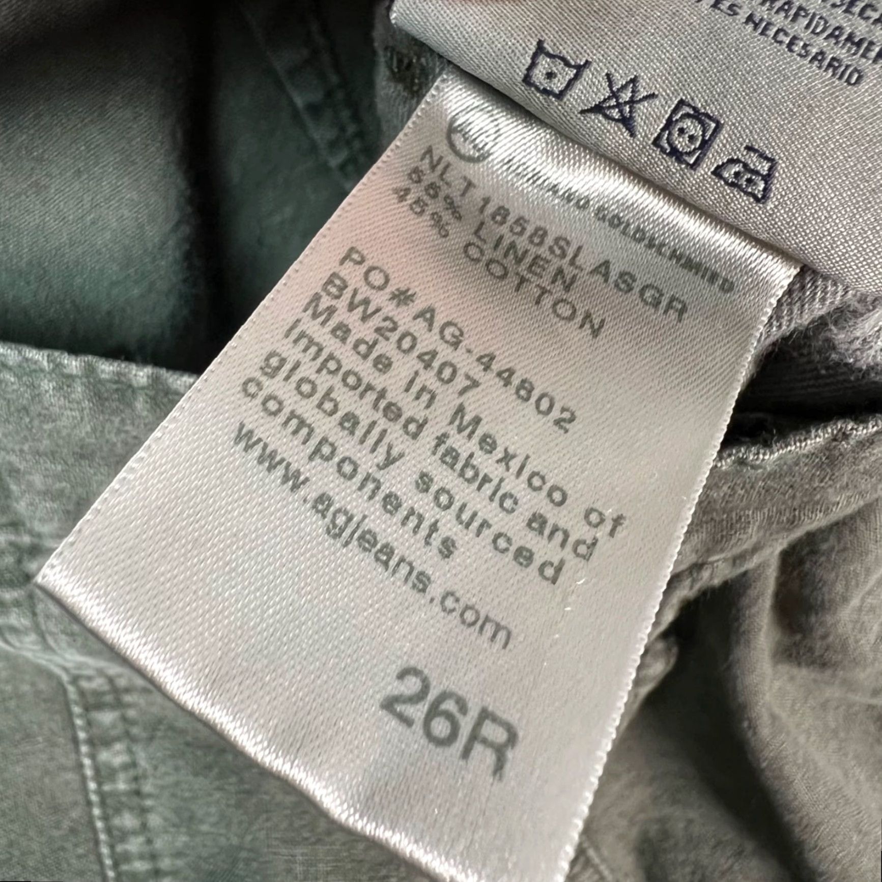 Vintage AG Adriano Goldschmied The Noten Carpenter High Rise Straight Pants Olive Green 26R Women's Pants Size 26" / US 2 / IT 38 - 5 Thumbnail