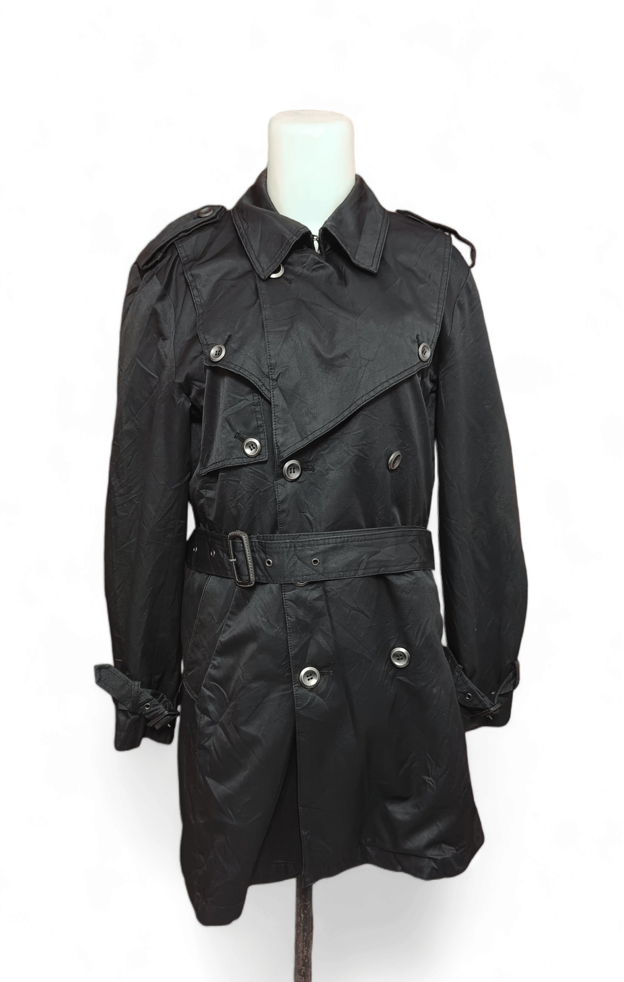 Other Vintage ELLE Homme Black Trench Coat Size L / US 10 / IT 46 - 5 Thumbnail
