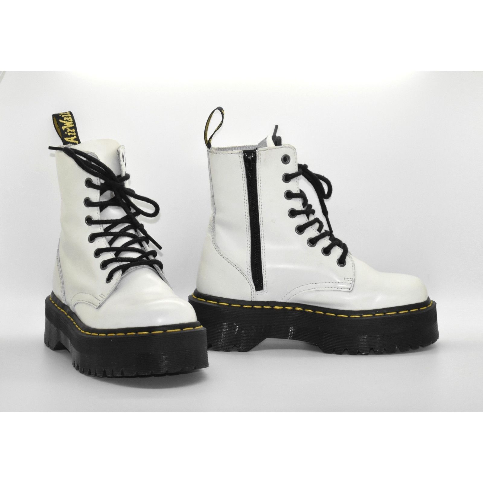 Dr. Martens DR MARTENS Jadon White Leather 8-Eye Platform Boots EU 36 Size US 5.5 / IT 35.5 - 1 Thumbnail