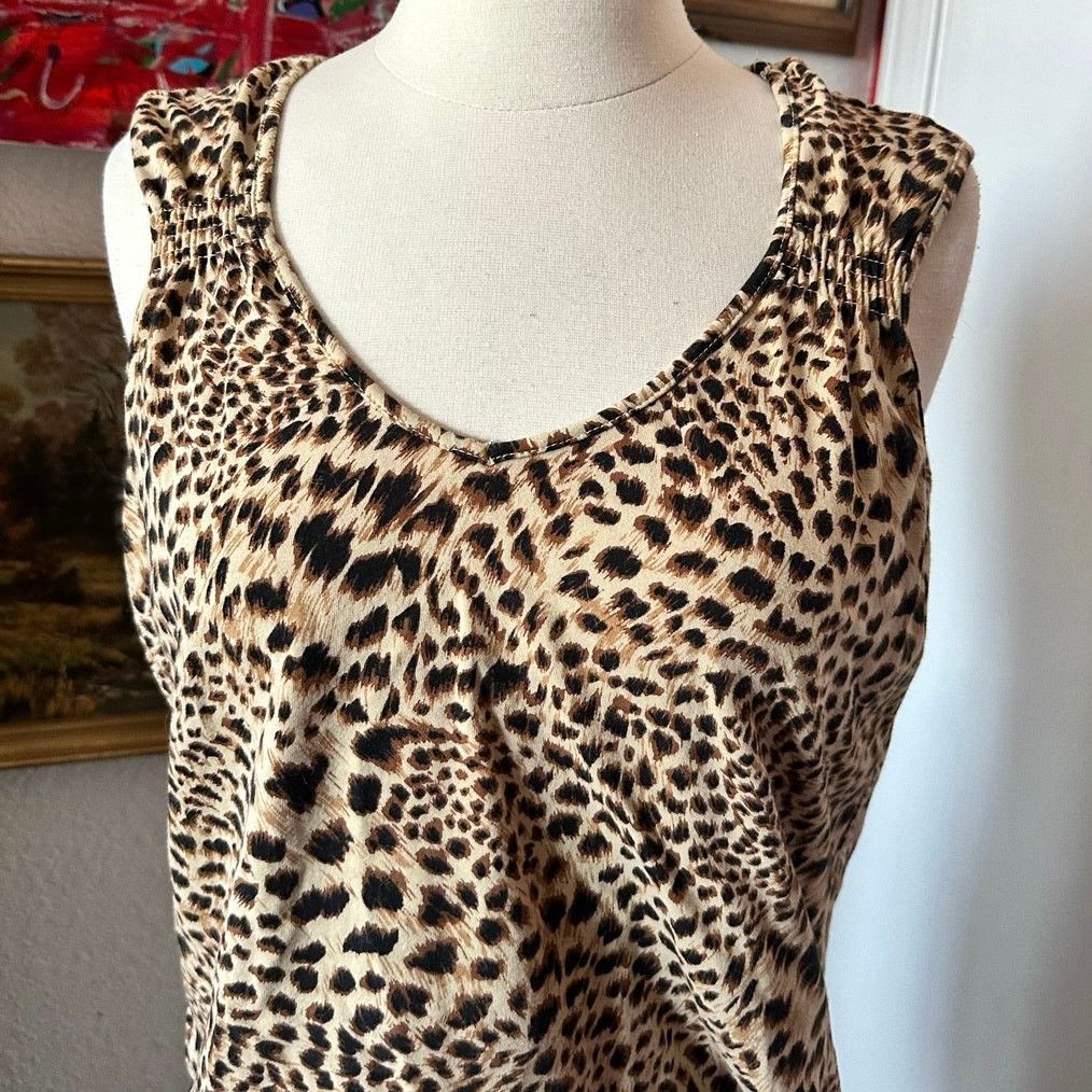 Other white stage brown black leopard print tank top Size L / US 10 / IT 46 - 2 Thumbnail