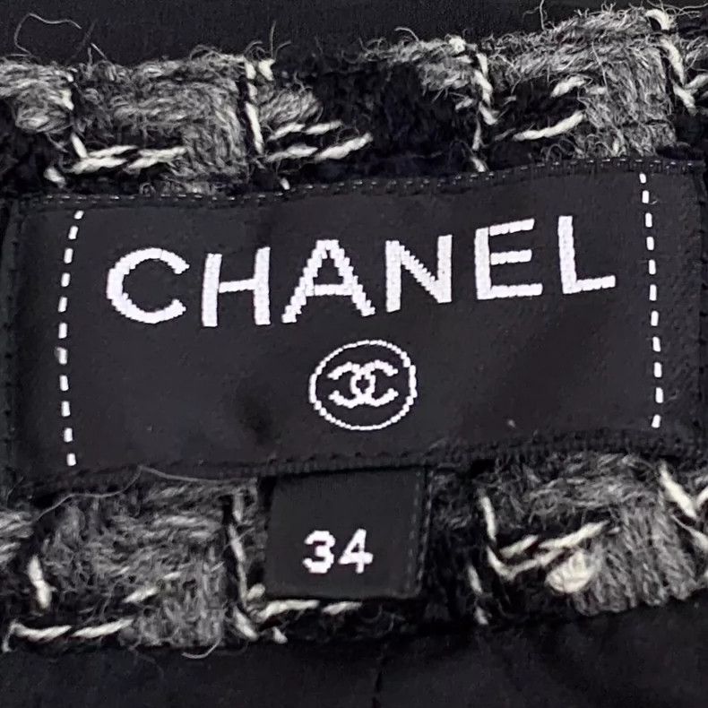 Chanel Chanel Black checkered woven tweed wool skirt 2504-Nextarro Size 42" / US 20 - 6 Thumbnail