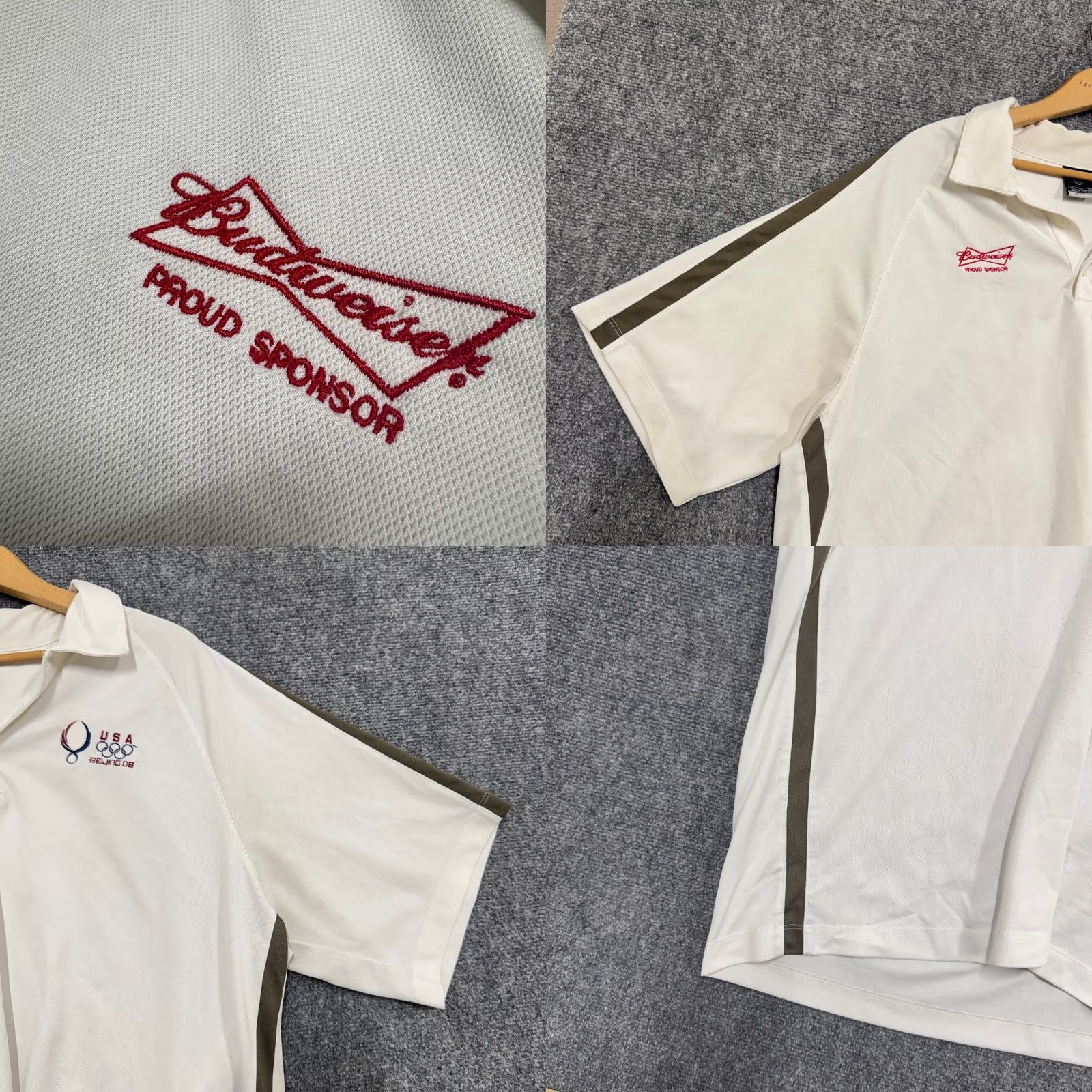 Nike Nike Polo Shirt Men XL 2008 Beijing Budweiser Stained 1/4 Button Up White Size US XL / EU 56 / 4 - 8 Thumbnail