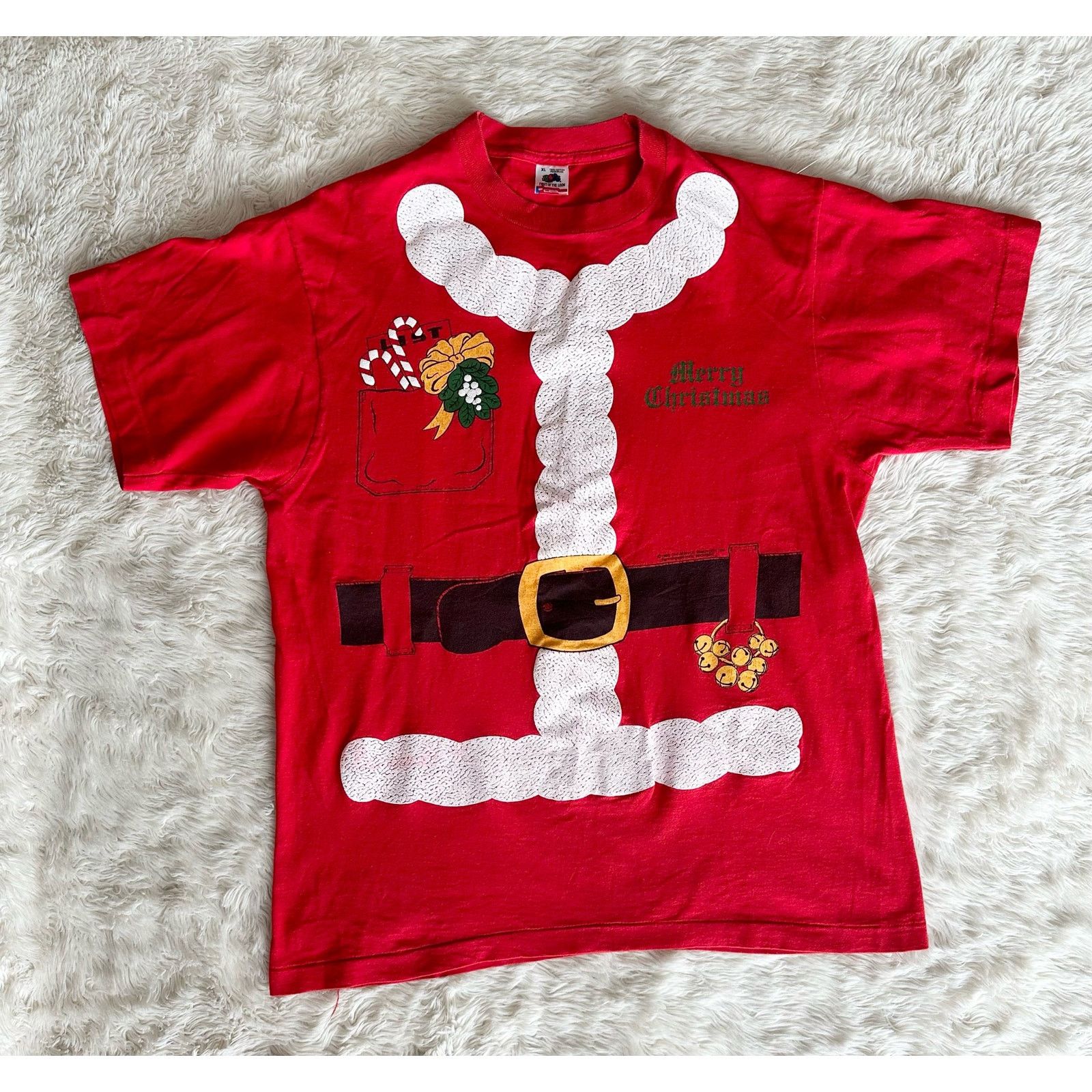Fruit Of The Loom Vintage 1980 Single Stitch Santa Tee Shirt Men's XL Size US XL / EU 56 / 4 - 1 Thumbnail