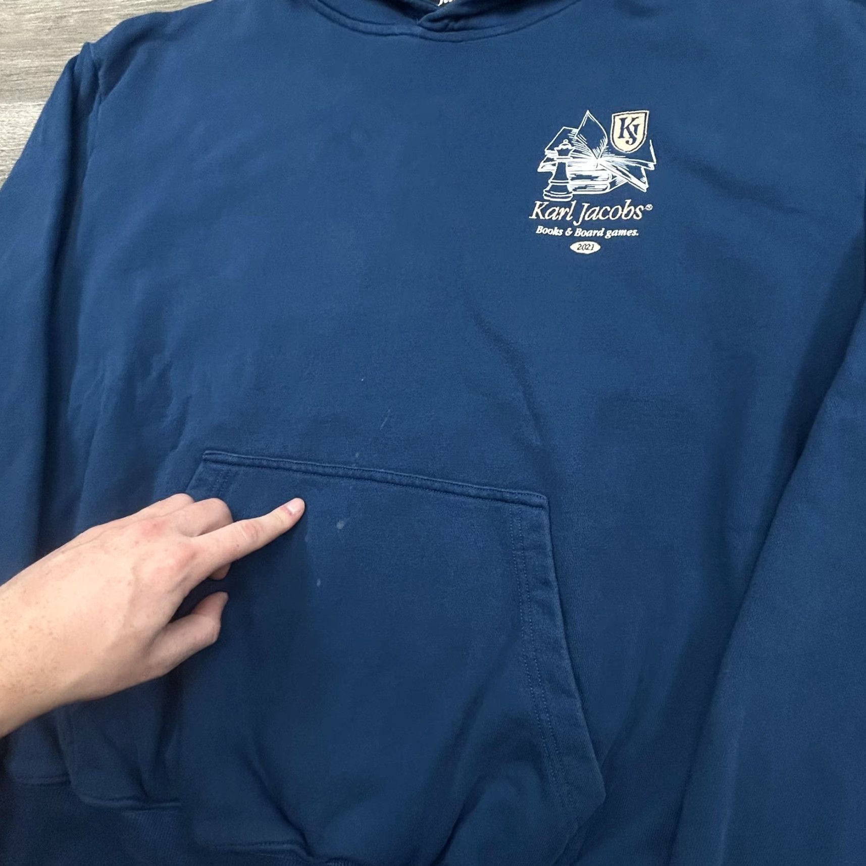 Vintage Karl Jacobs Hoodie Mens Medium Official Staff Pullover Books & Board Games 2021 Blue Graphic Print Logo Size US M / EU 48-50 / 2 - 5 Thumbnail