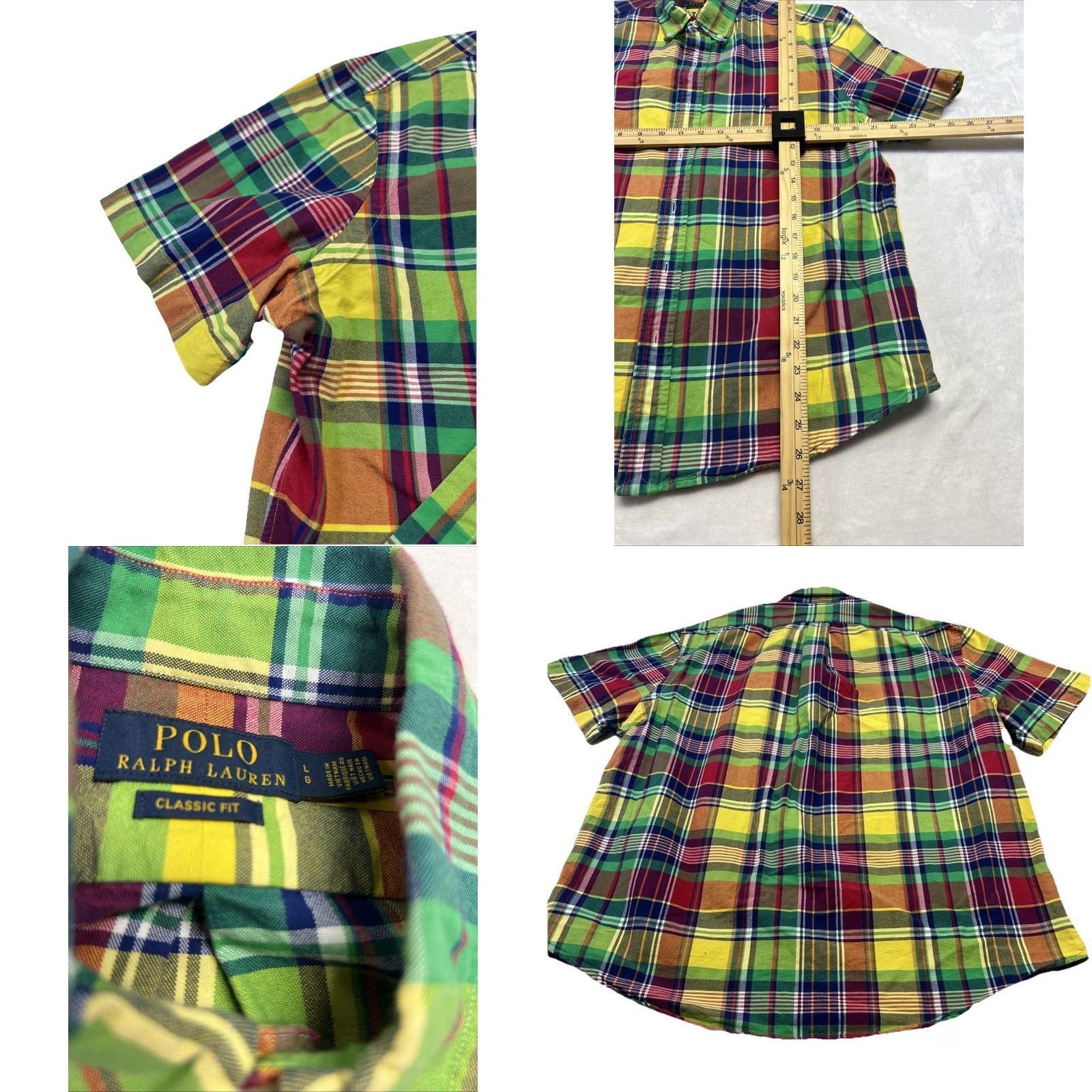 Polo Ralph Lauren Polo Ralph Lauren Shirt Mens L Multicolor Plaid Button-Down Short Sleeve Classic Fit Madras Size US L / EU 52-54 / 3 - 9 Thumbnail
