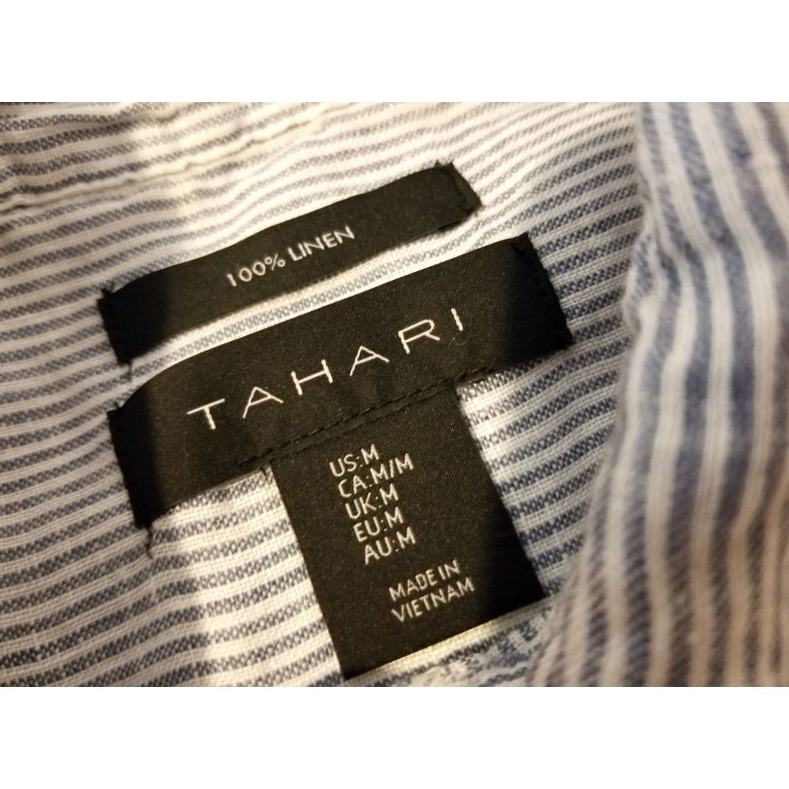 Vintage Womens Tahari Blouse Shirt M Medium Blue Linen Button Size M / US 6-8 / IT 42-44 - 3 Thumbnail