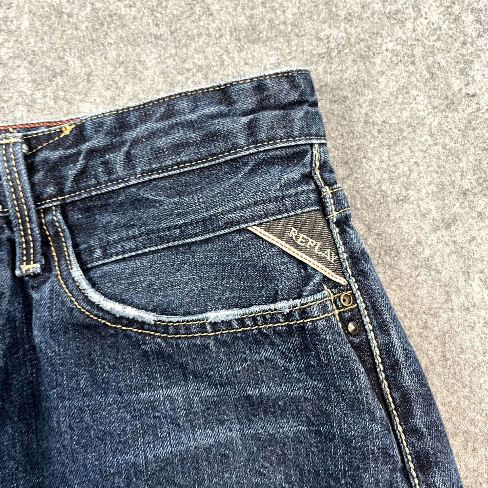 Replay Replay Mens Jeans Straight 34 Dark Blue Cotton Denim 5-Pocket 34x30 Billstrong Vintage No Size US 34 / EU 50 - 7 Thumbnail