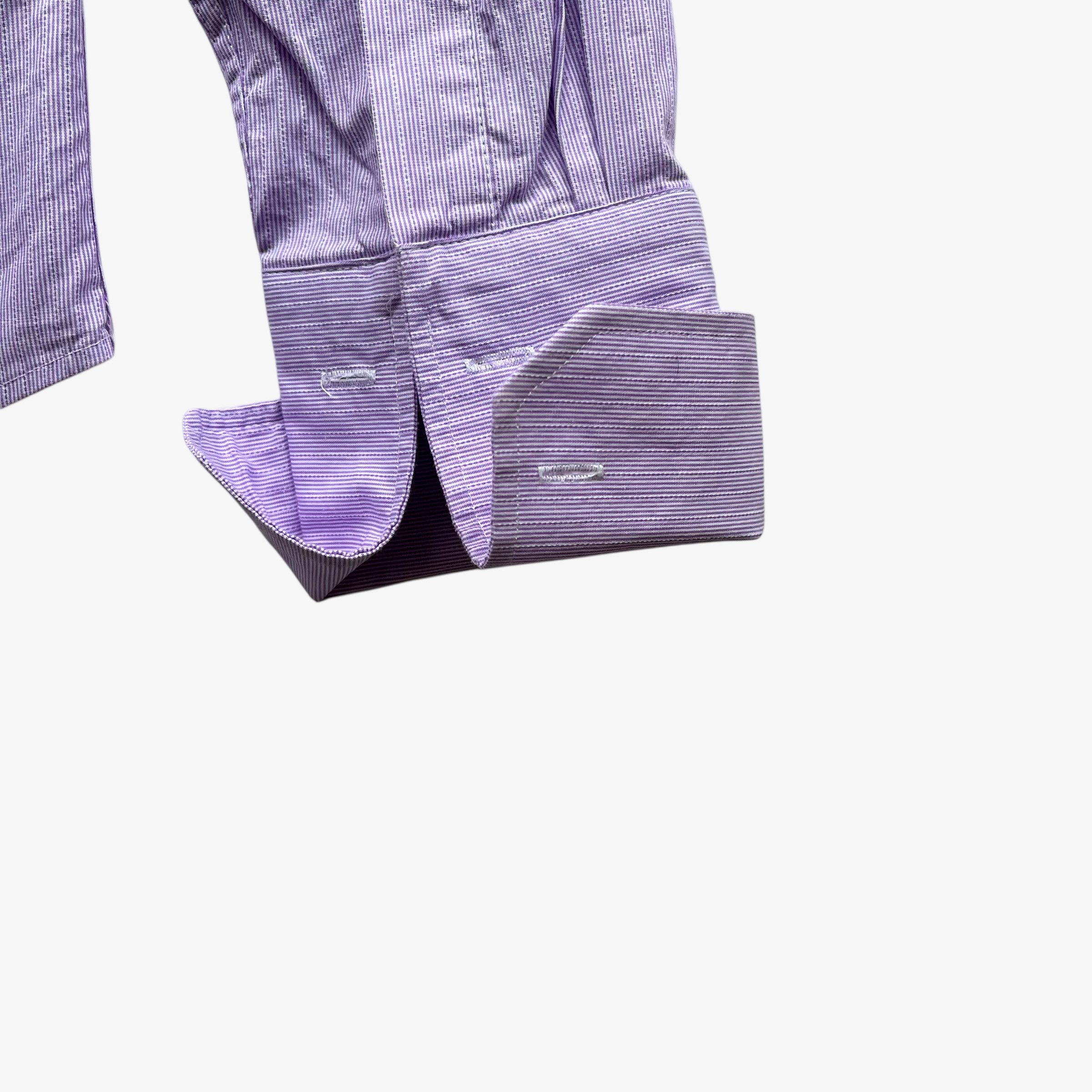Balmain Vintage 90s Men's Balmain Paris Purple Striped Shirt Size US S / EU 44-46 / 1 - 5 Thumbnail