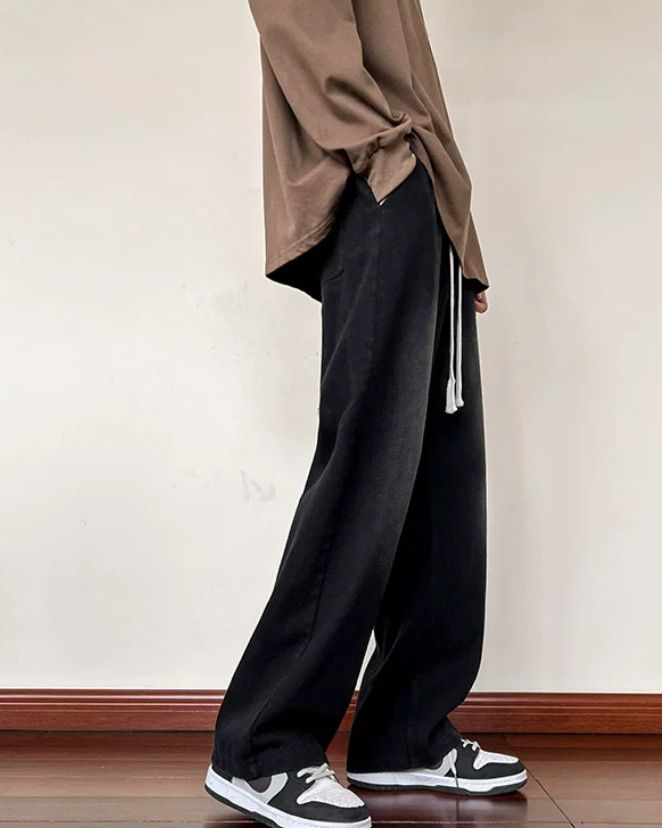 Japanese Brand Men's Black Loose-Fit Straight-Leg High-Street Jeans Size US 32 / EU 48 - 3 Thumbnail