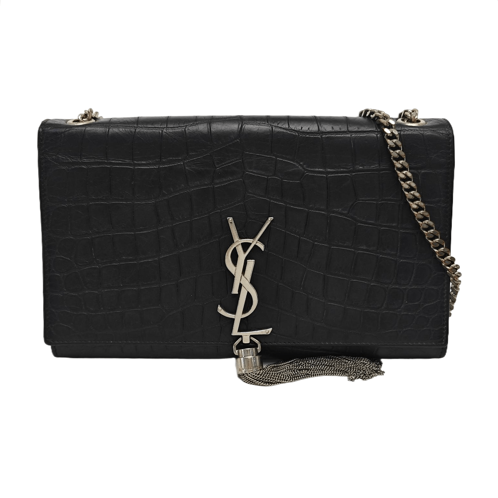 Saint Laurent Paris Saint Laurent Kate Croc-Embossed Tassel Shoulder Bag Size ONE SIZE - 1 Thumbnail