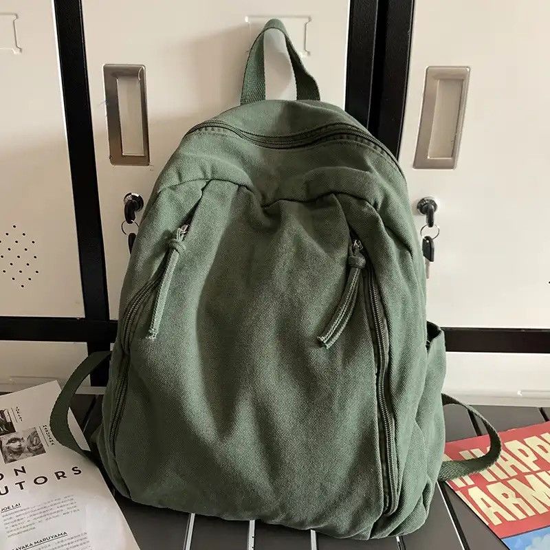 Japanese Brand Green Canvas Backpack Size ONE SIZE - 3 Thumbnail