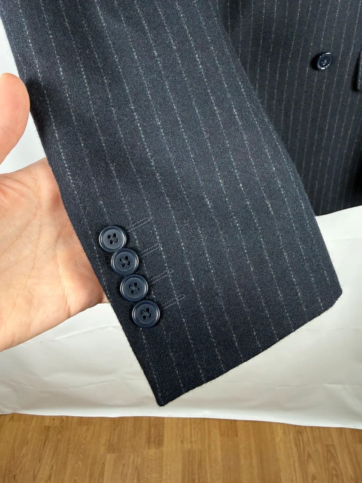 A Day's March A Day’s March Welland Double Breasted Blazer Wool Striped Size 36R - 4 Thumbnail