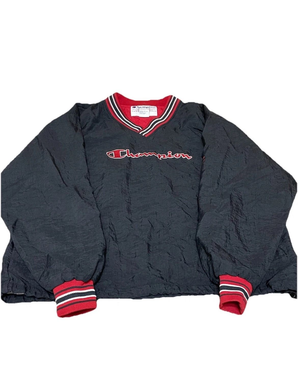 Champion × Vintage Vintage Champion Spellout Pullover Mens L Black Windbreaker Size US L / EU 52-54 / 3 - 1 Thumbnail