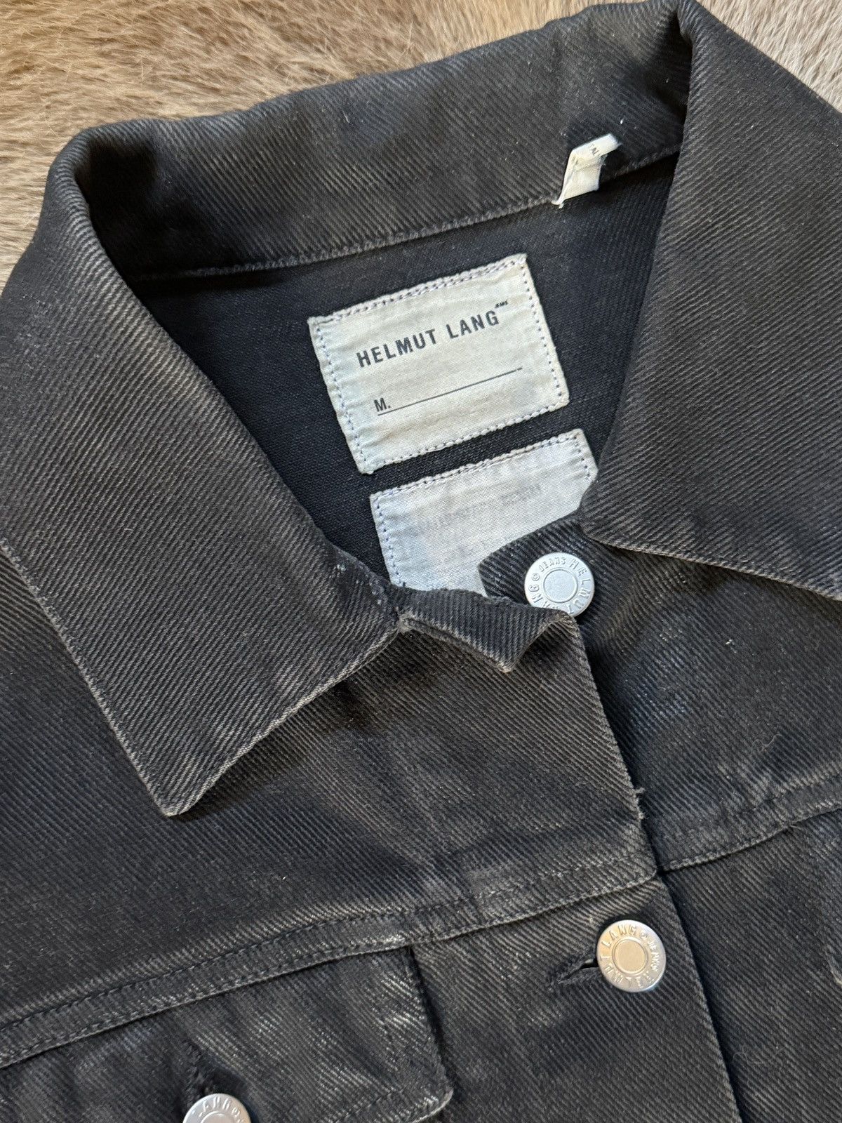 Helmut Lang Vintage 1999 Helmut Lang Black Denim Jacket Sz 42 Waxed Worn Size US XS / EU 42 / 0 - 5 Thumbnail