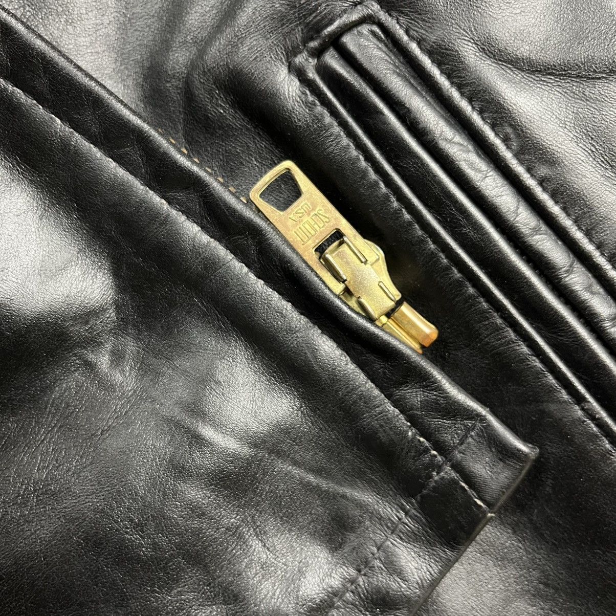 Vintage 90s Schott At101 single riders leather jacket