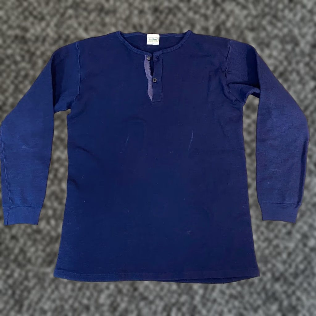 Vintage VINTAGE LL Bean Henley Thermal Shirt Navy Blue XL Made in USA Polyprolene Layer Size US XL / EU 56 / 4 - 1 Thumbnail