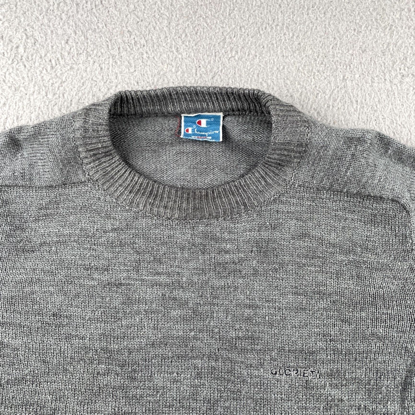 Champion VINTAGE Champion Knit Sweater Large Storm Gray Nylon Glorieta Pullover Mens 90s Classic Size US L / EU 52-54 / 3 - 2 Thumbnail