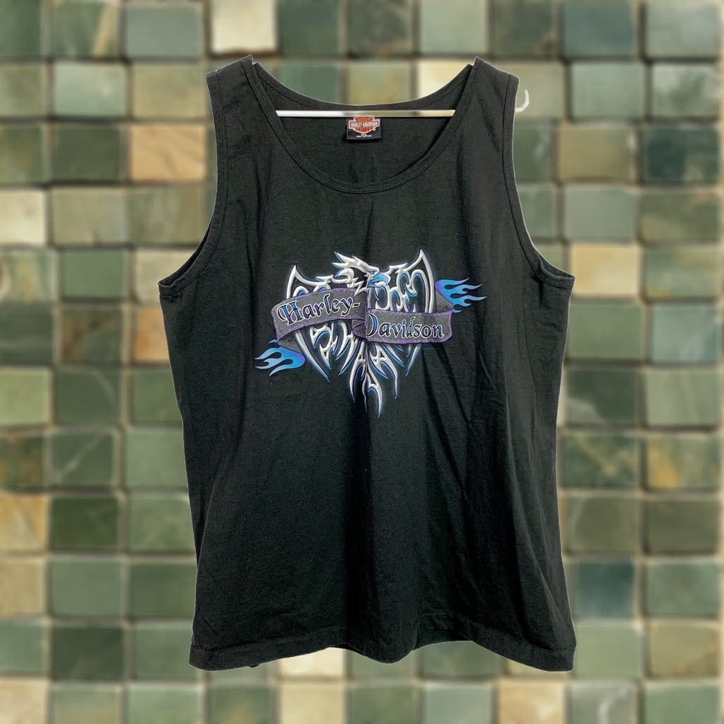 Harley Davidson Harley-Davidson Tank Top Shirt Tee XL Black Unisex Adults Sleeveless Crew Neck T-Shirt Size US XL / EU 56 / 4 - 1 Thumbnail
