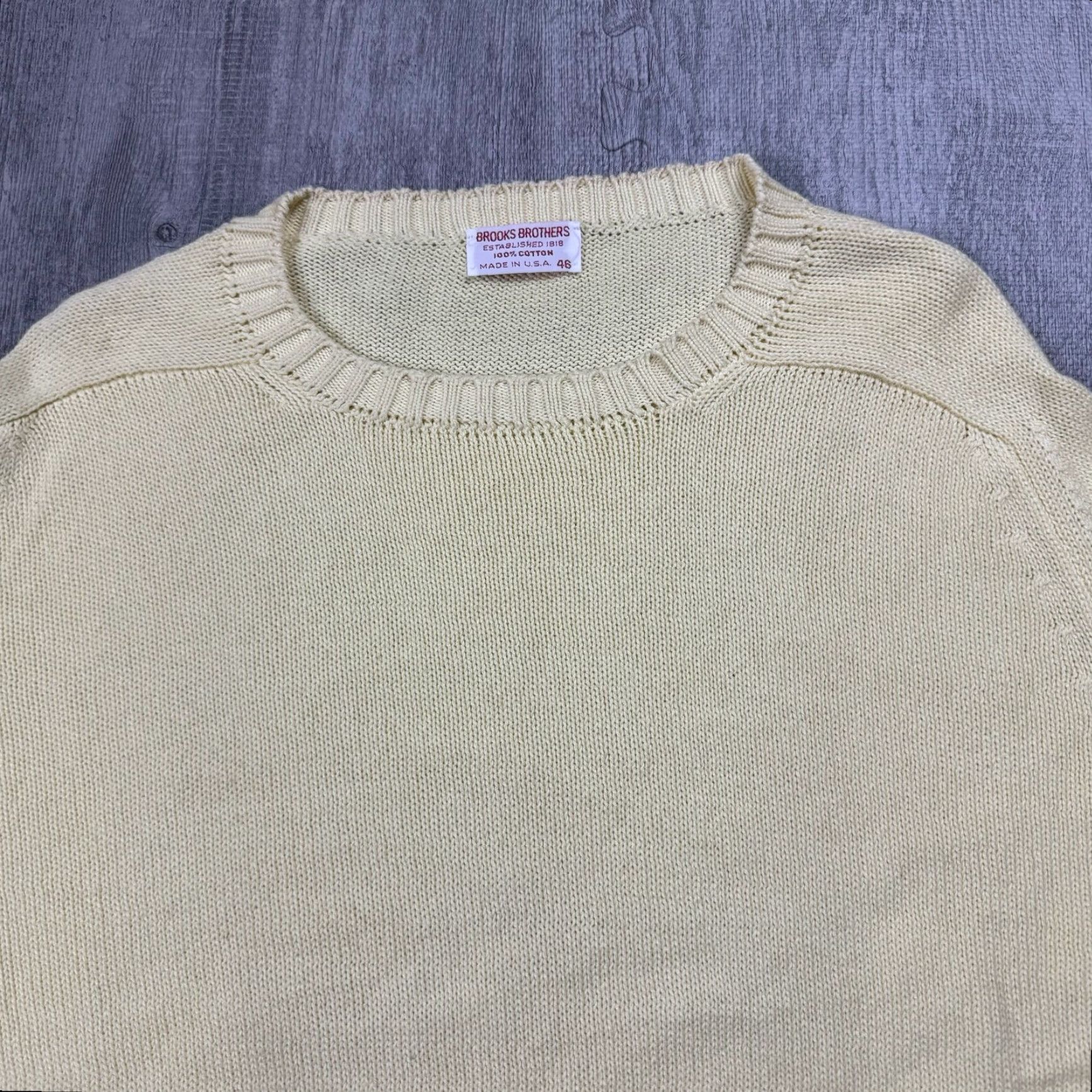 Brooks Brothers VINTAGE Brooks Brothers Knit Sweater XL Yellow Crewneck Mens 100% Cotton Solid Preppy Size US XL / EU 56 / 4 - 2 Thumbnail